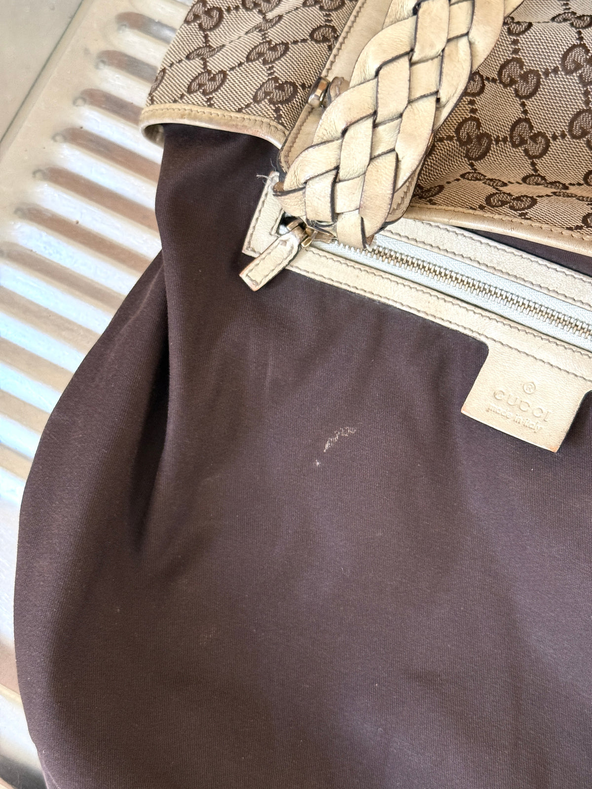 Gucci Beige GG Canvas Pelham Medium Horsebit Tote Bag