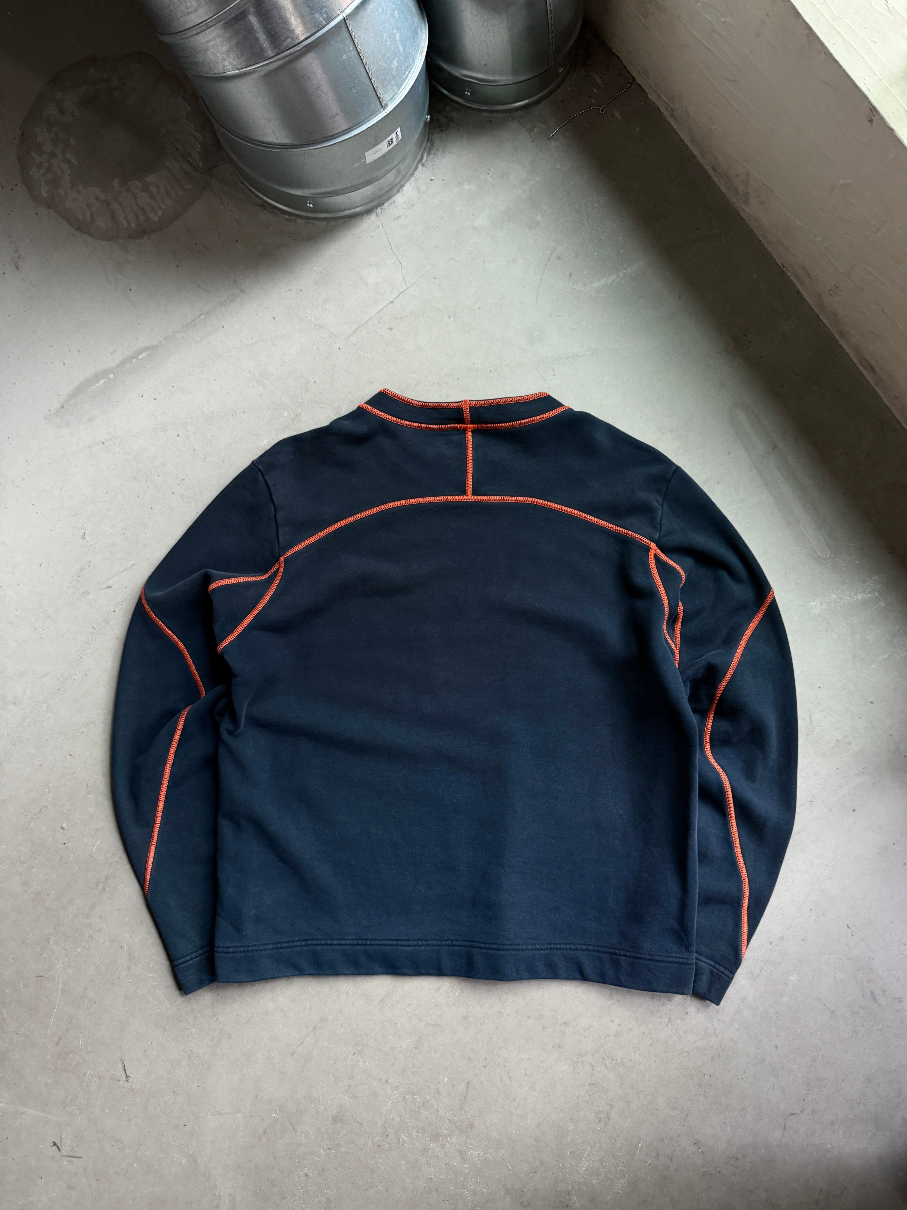 2000s Hugo Boss Orange “Technical” Contrast Stitching Sweater Navy - M