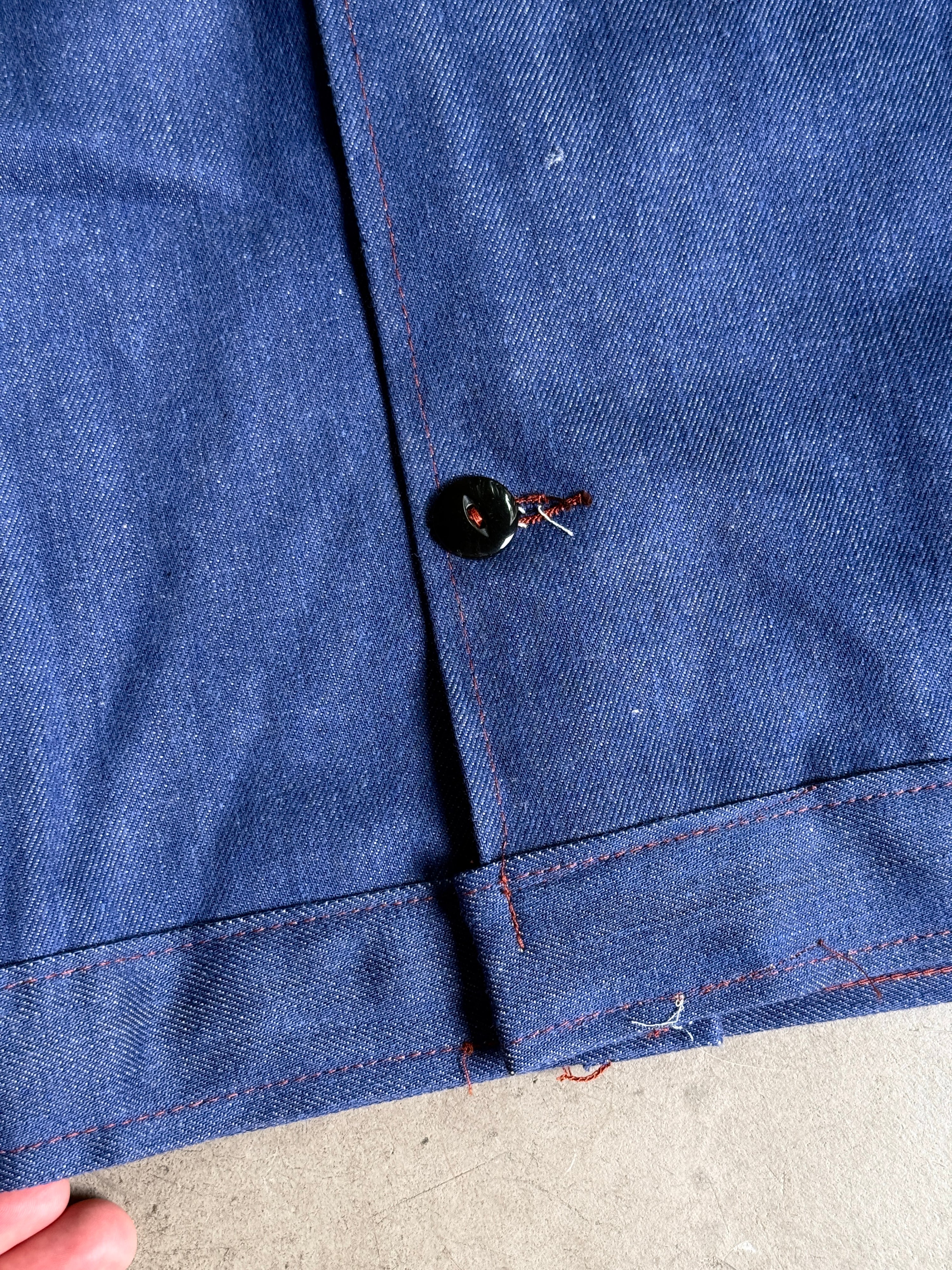Vintage 1970s British Prison Workwear Chore Jacket Blue - XL