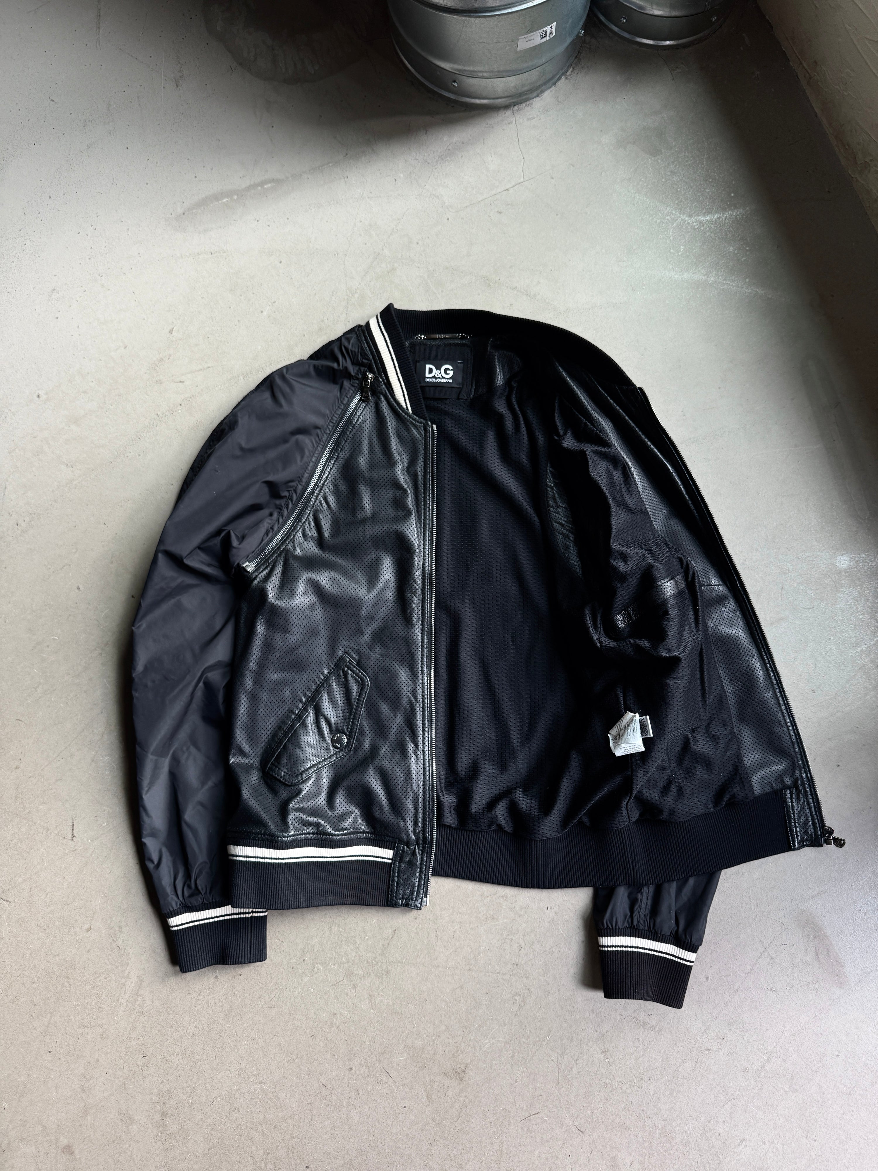 Vintage 2000s Dolce Gabbana “2 in 1” Leather Bomber Jacket Black - S