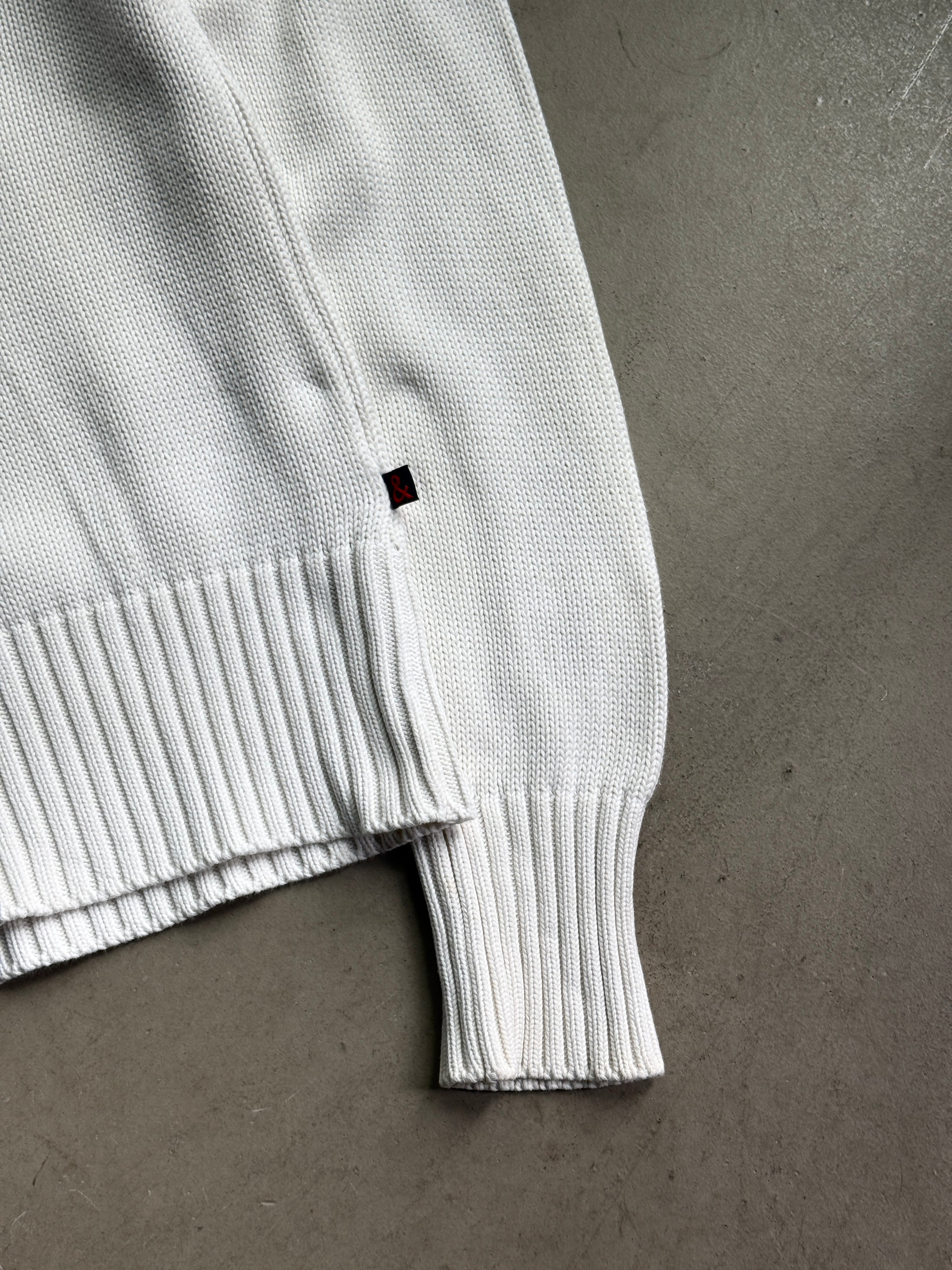 Vintage 2000s Dolce & Gabbana Ribbed Zip Up Knit Jacket White - S