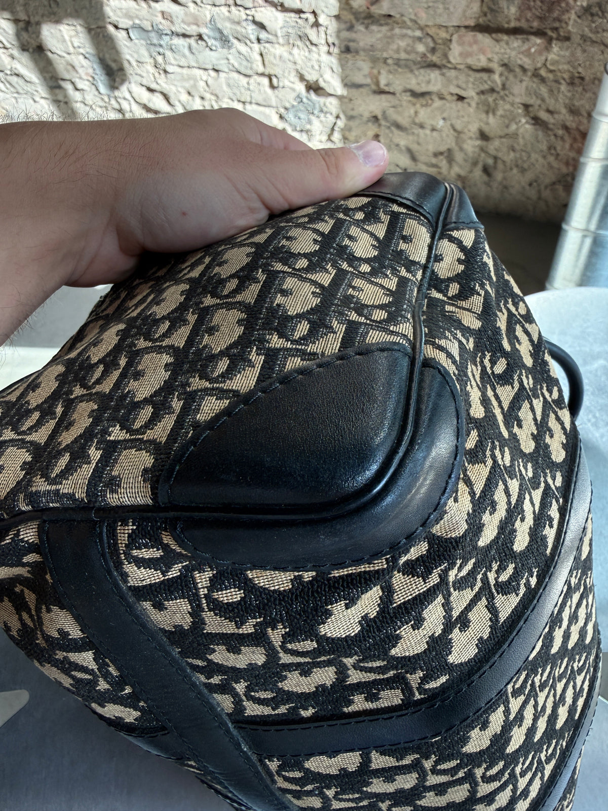 Vintage Dior Trotter Boston Bag Navy