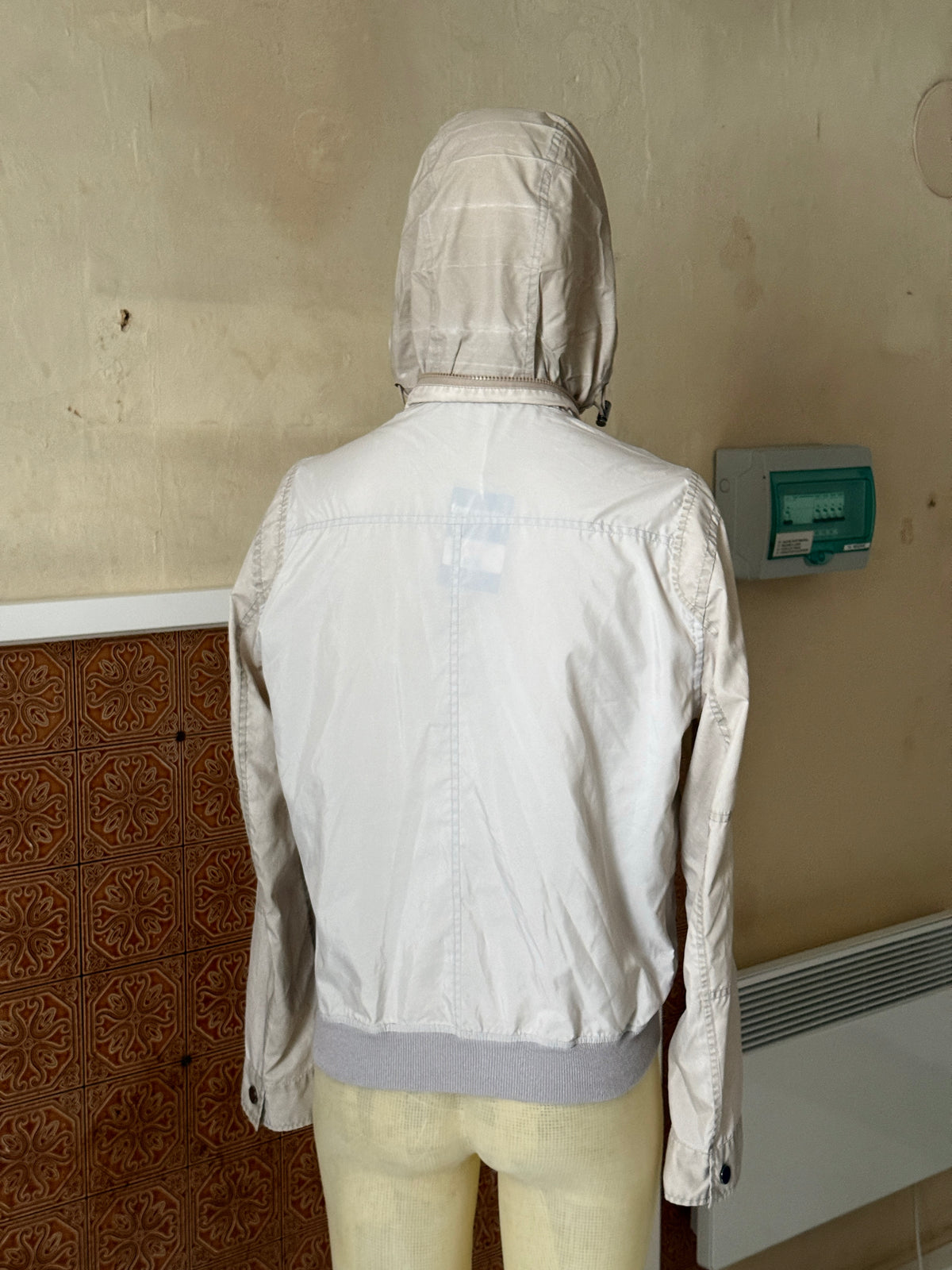 Vintage 2000s Versace Collection Light Grey Nylon Zip Up Jacket - M
