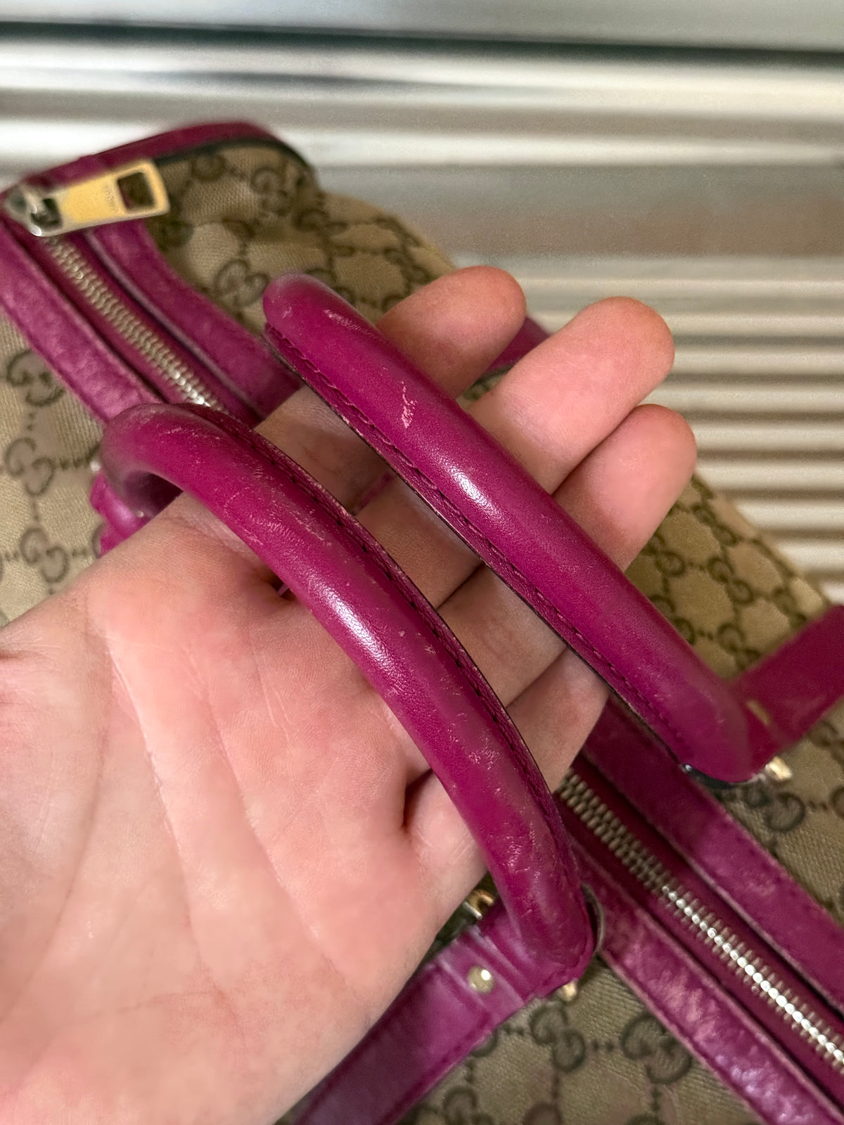 Gucci GG Canvas Beige/Pink Medium Joy Boston Bag