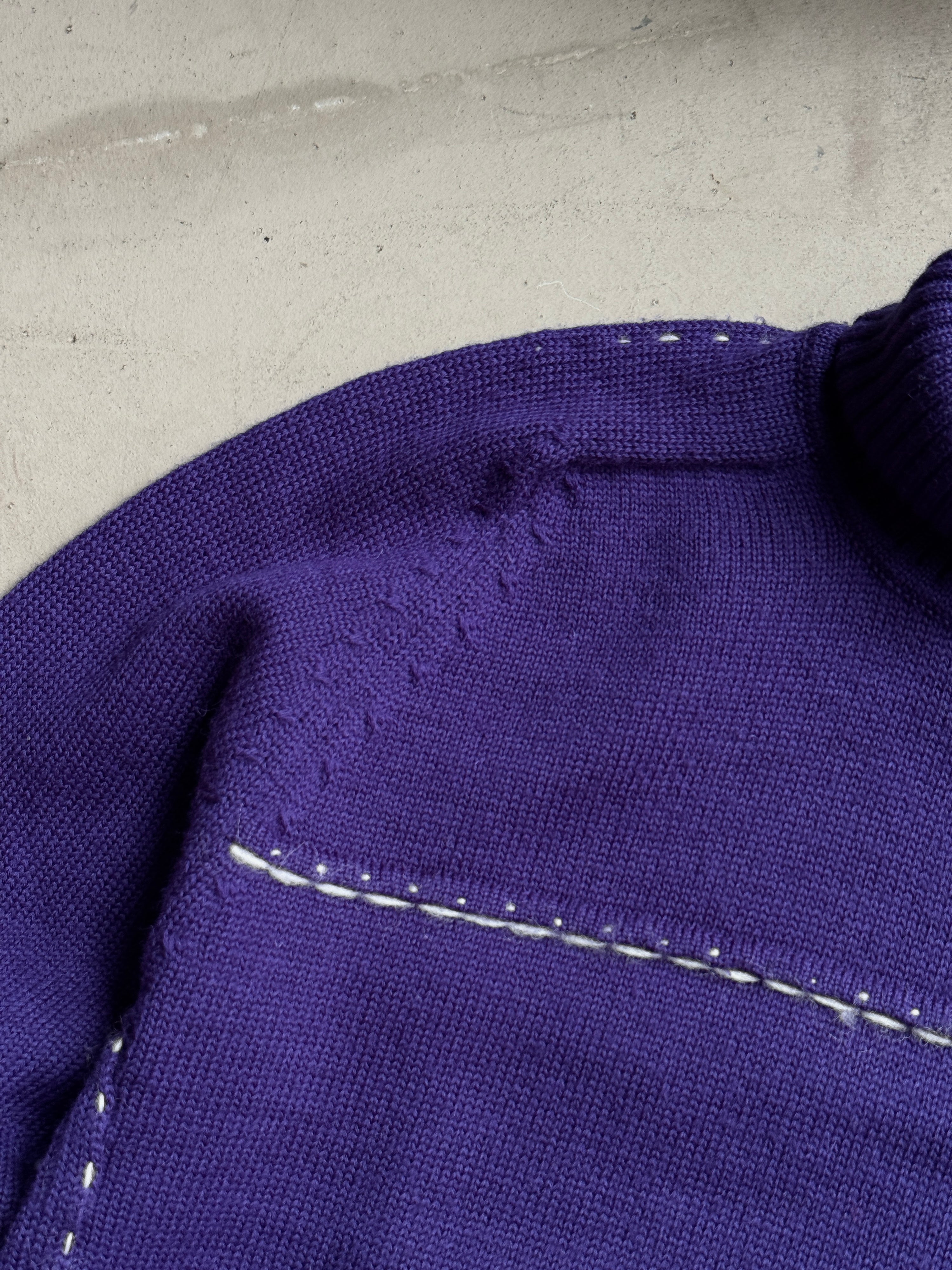 2000s Issey Miyake Men Contrast Stitch Wool Turtleneck Purple - M