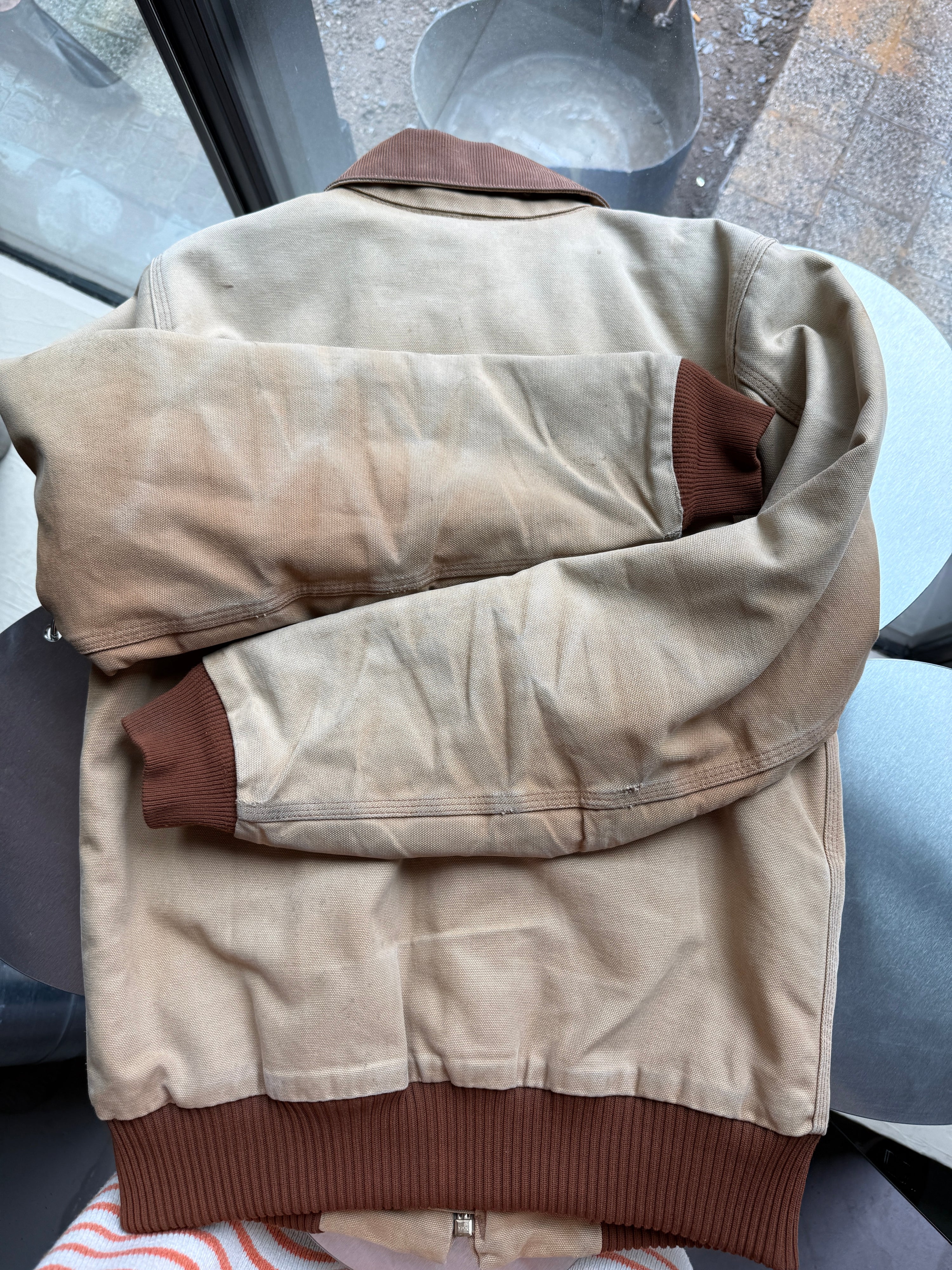 Vintage 2000s Trashed Carhartt Santa Fe Jacket Beige - S