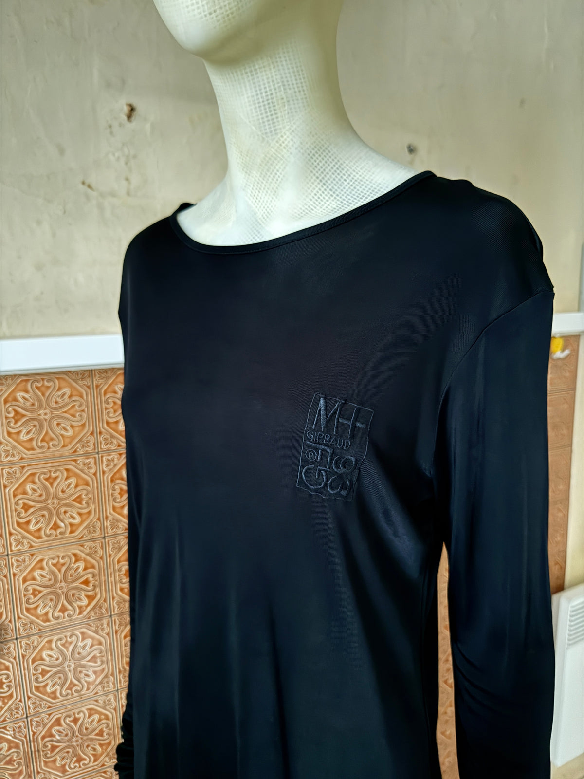 Vintage 1990s Limited Marithé + François Girbaud Logo Black Longsleeve - M