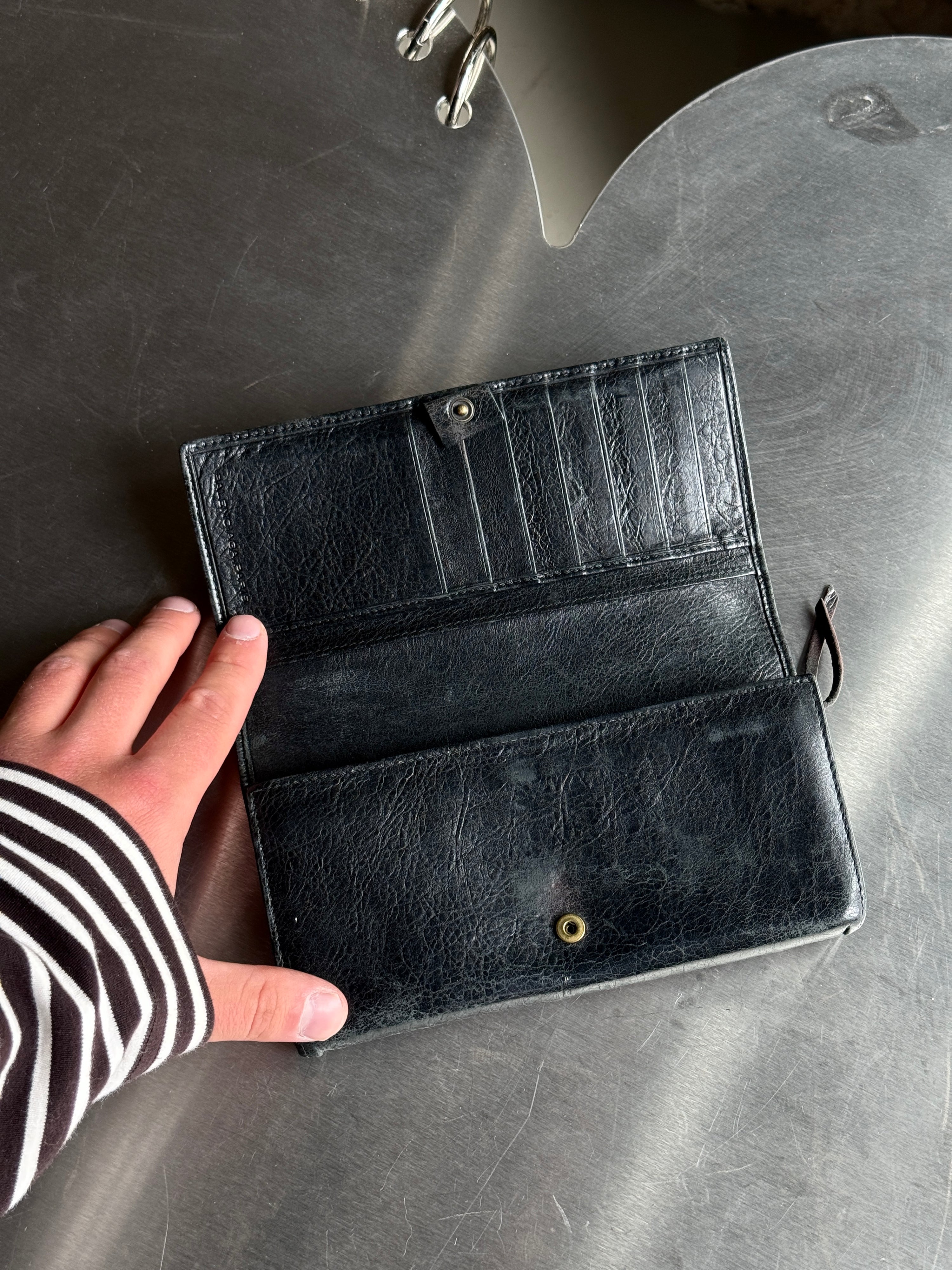 Vintage Balenciaga City Zip Around Long Wallet Black