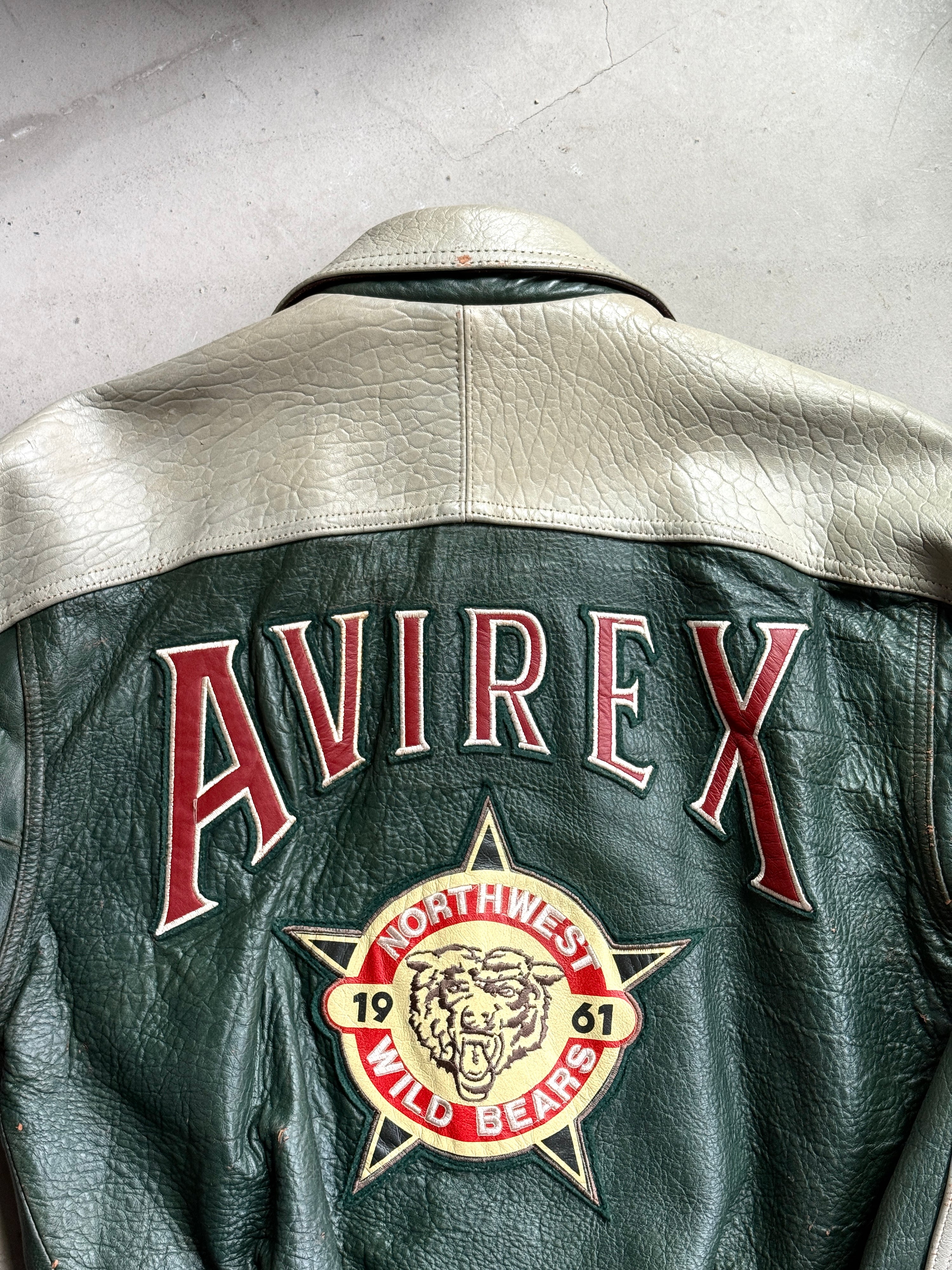Vintage Avirex “Northwest Wild Bears” Varsity Leather Jacket M