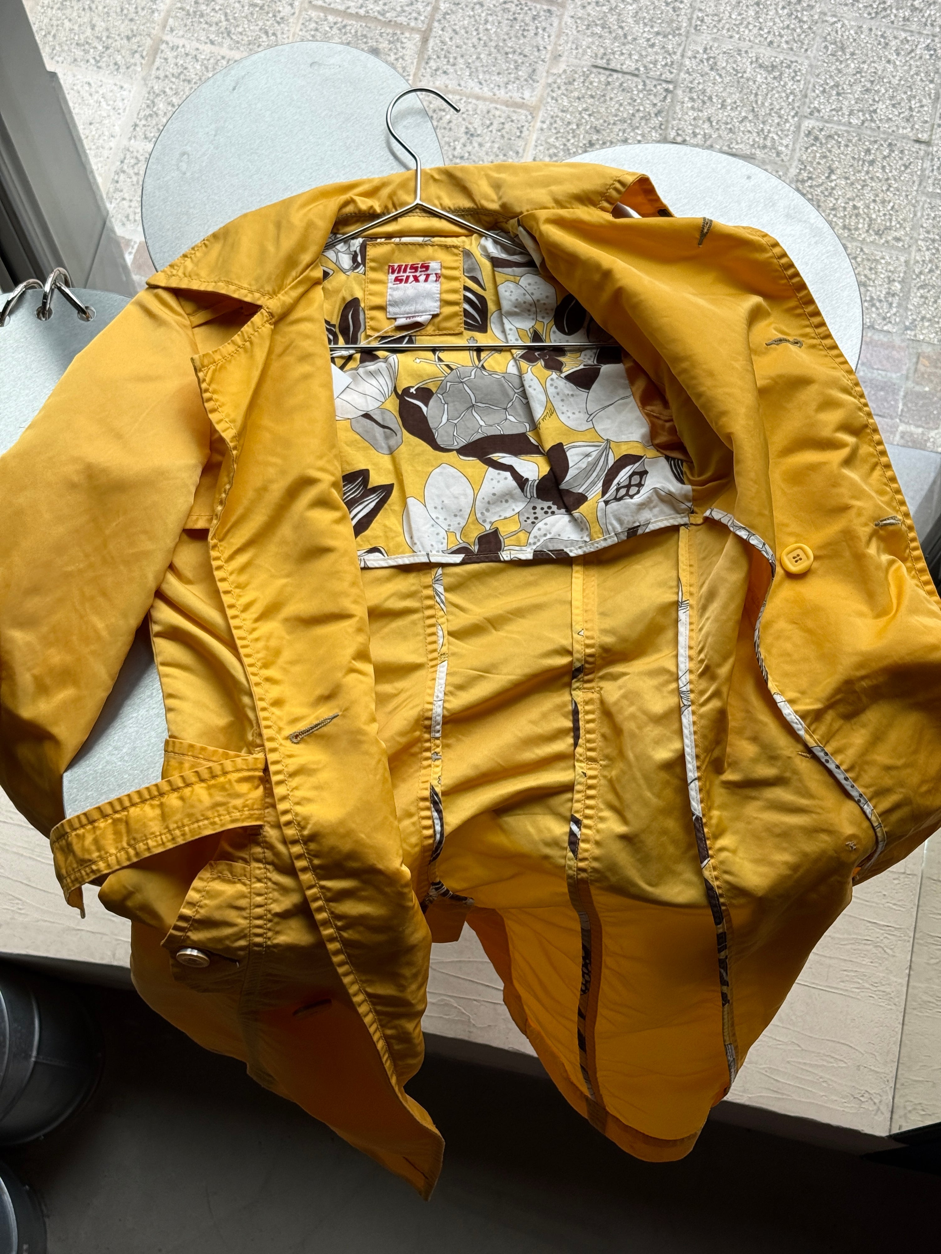 Vintage 2000s Miss Sixty Double Breasted Trench Coat Yellow - S