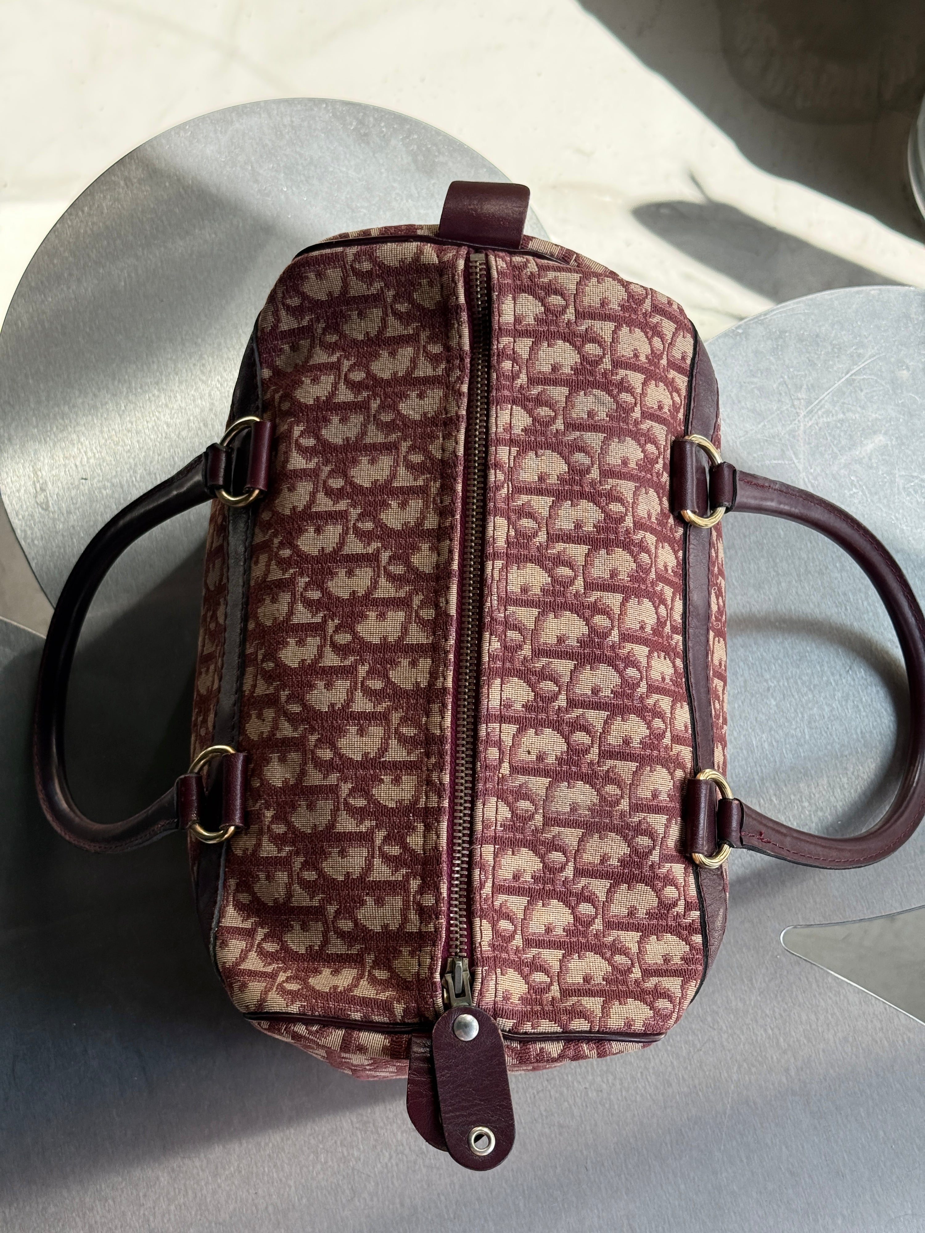 Vintage Dior Trotter Oblique Boston Bag Red