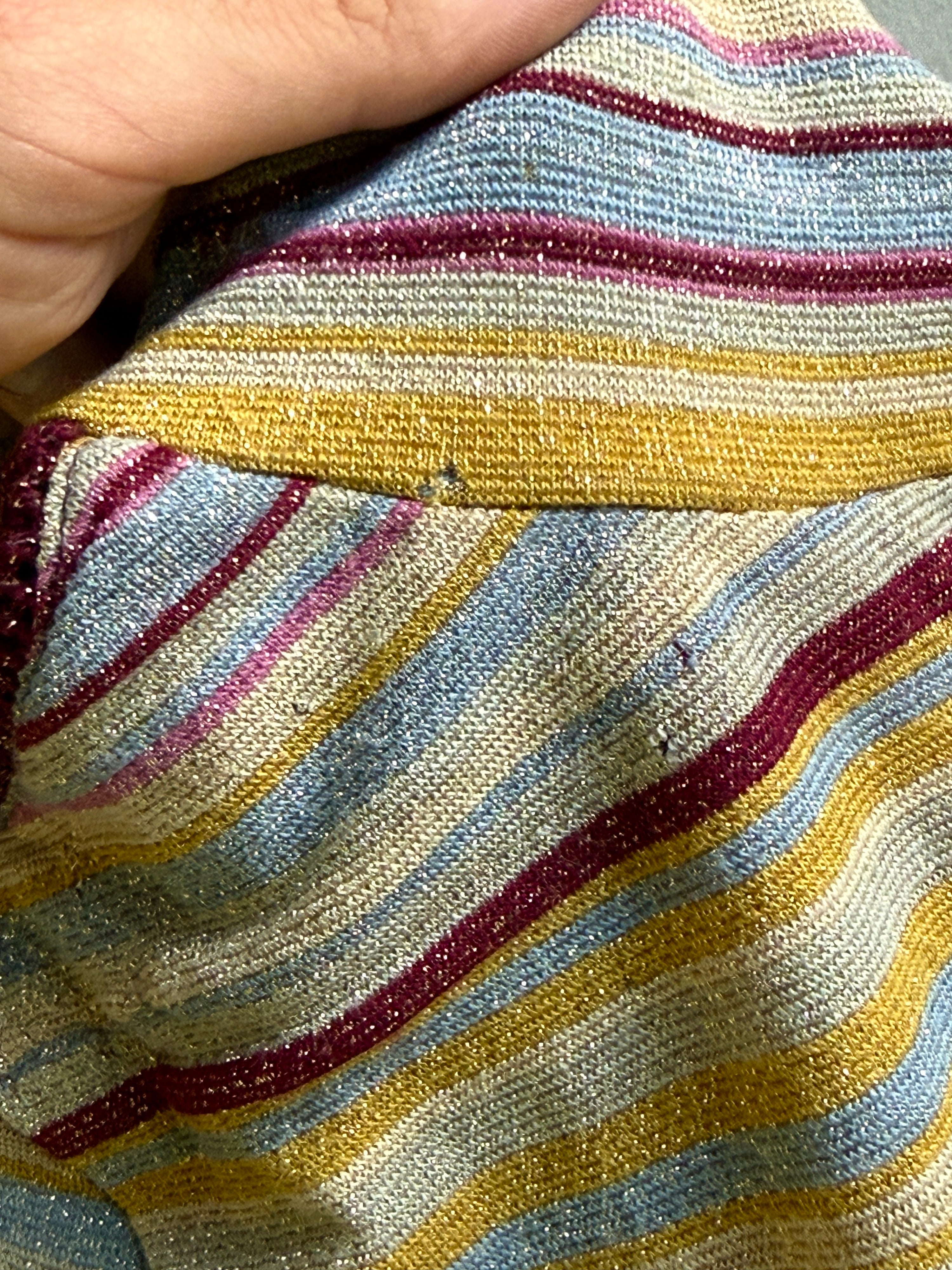 Vintage 2000s Versace Striped Turtleneck Shiny Mockneck Longsleeve Top - S