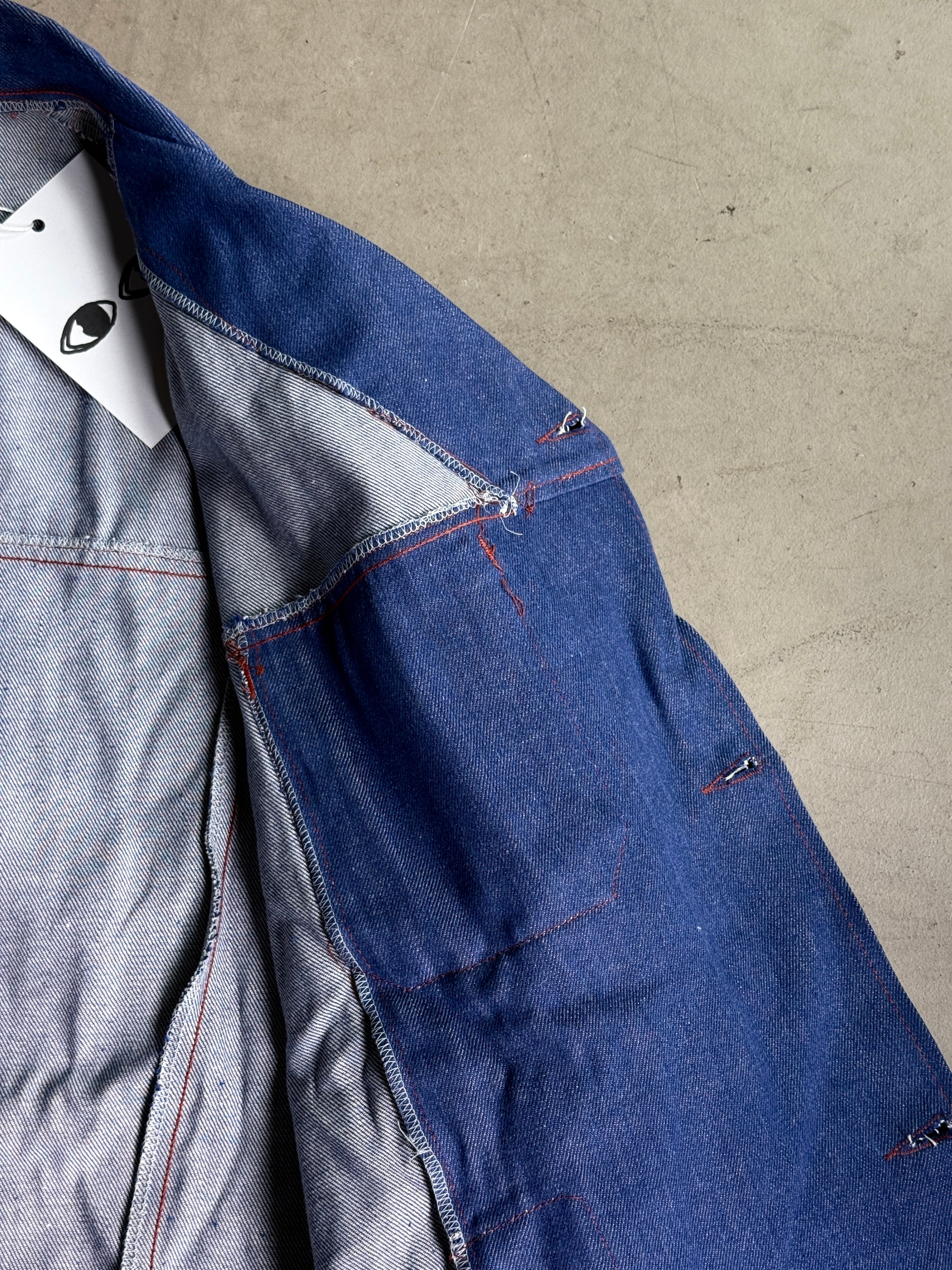 Vintage 1970s British Prison Workwear Chore Jacket Blue - XL