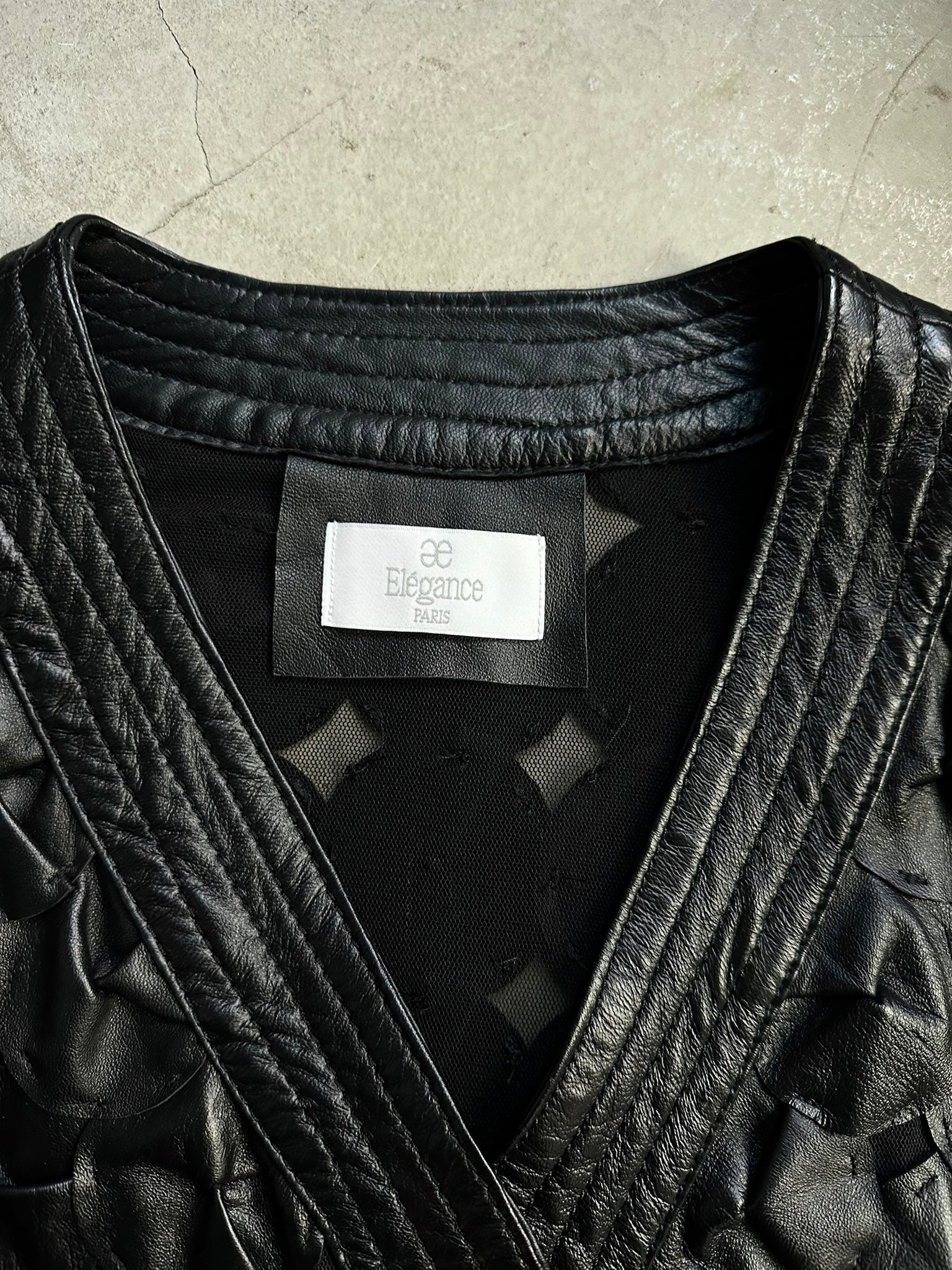 Vintage Elégance Paris “Scales” Leather Jacket Black - S