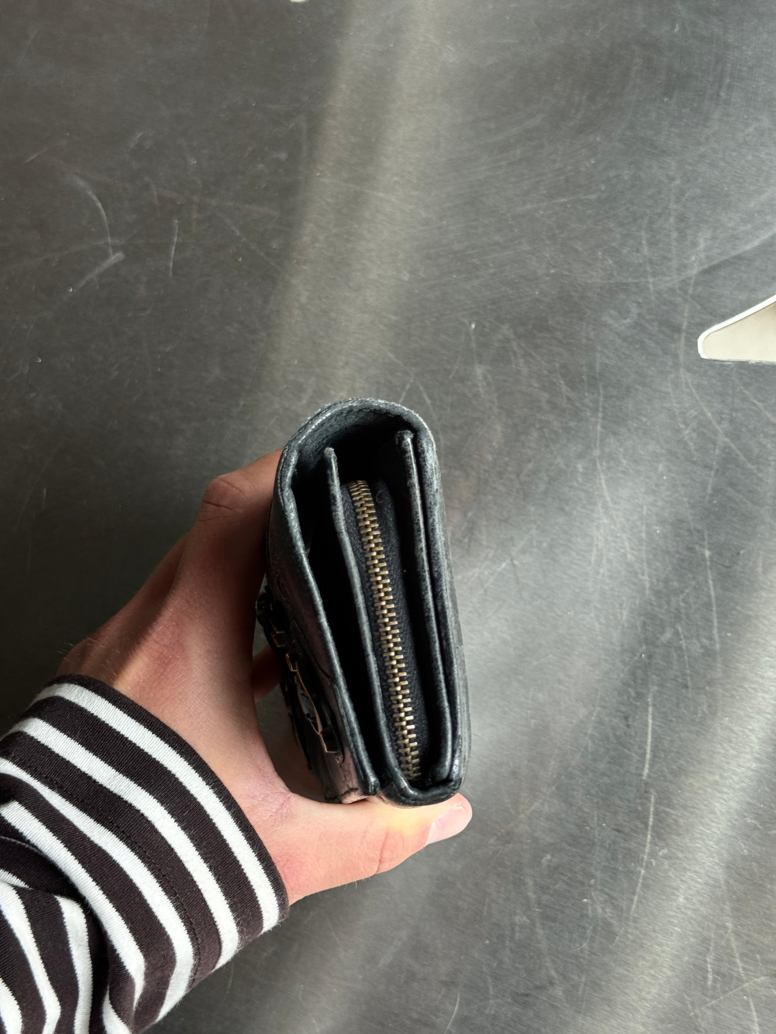 Vintage Balenciaga City Zip Around Long Wallet Black