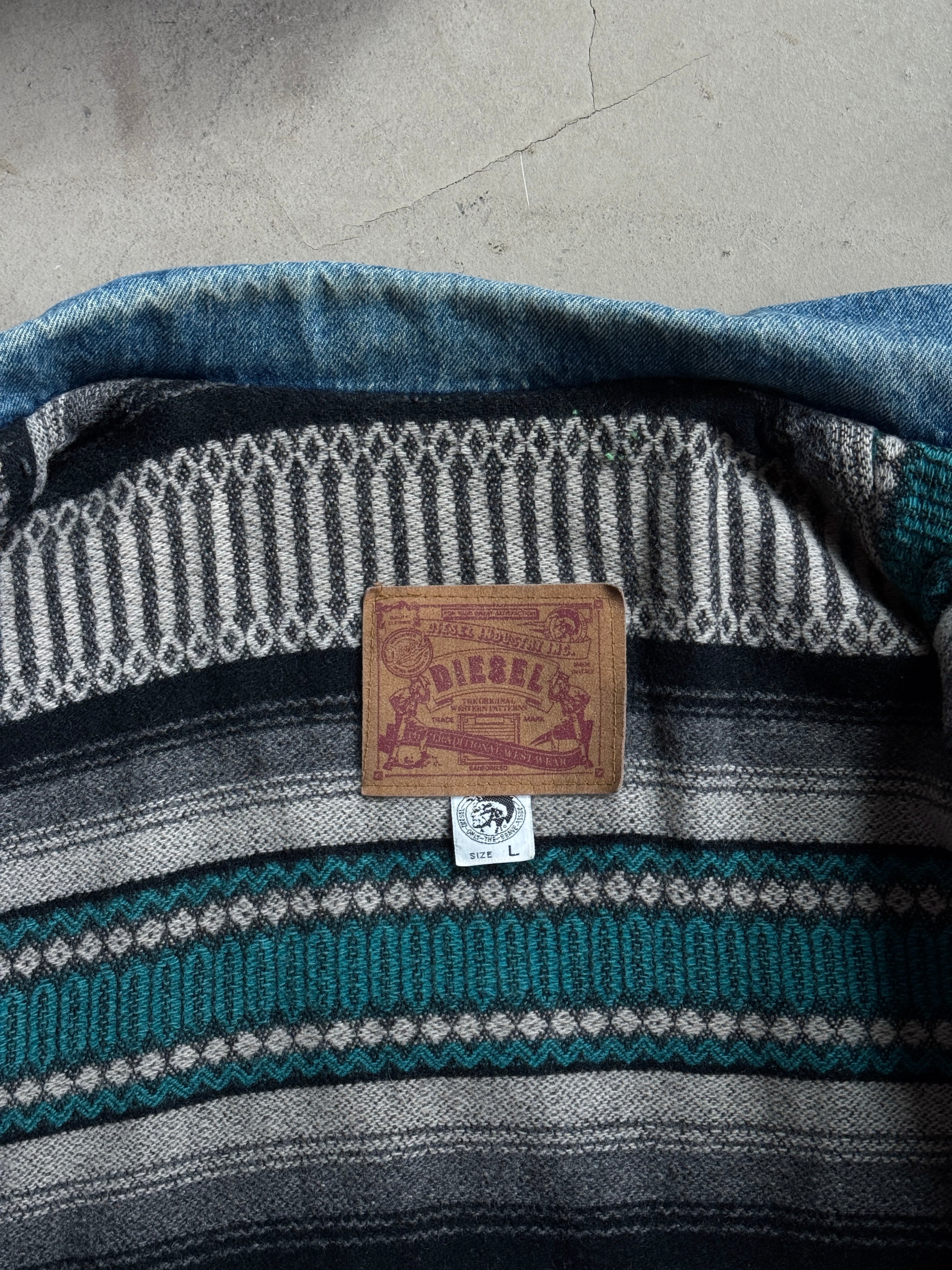 Vintage 1990s Diesel Blanked Lined Denim Jacket - M