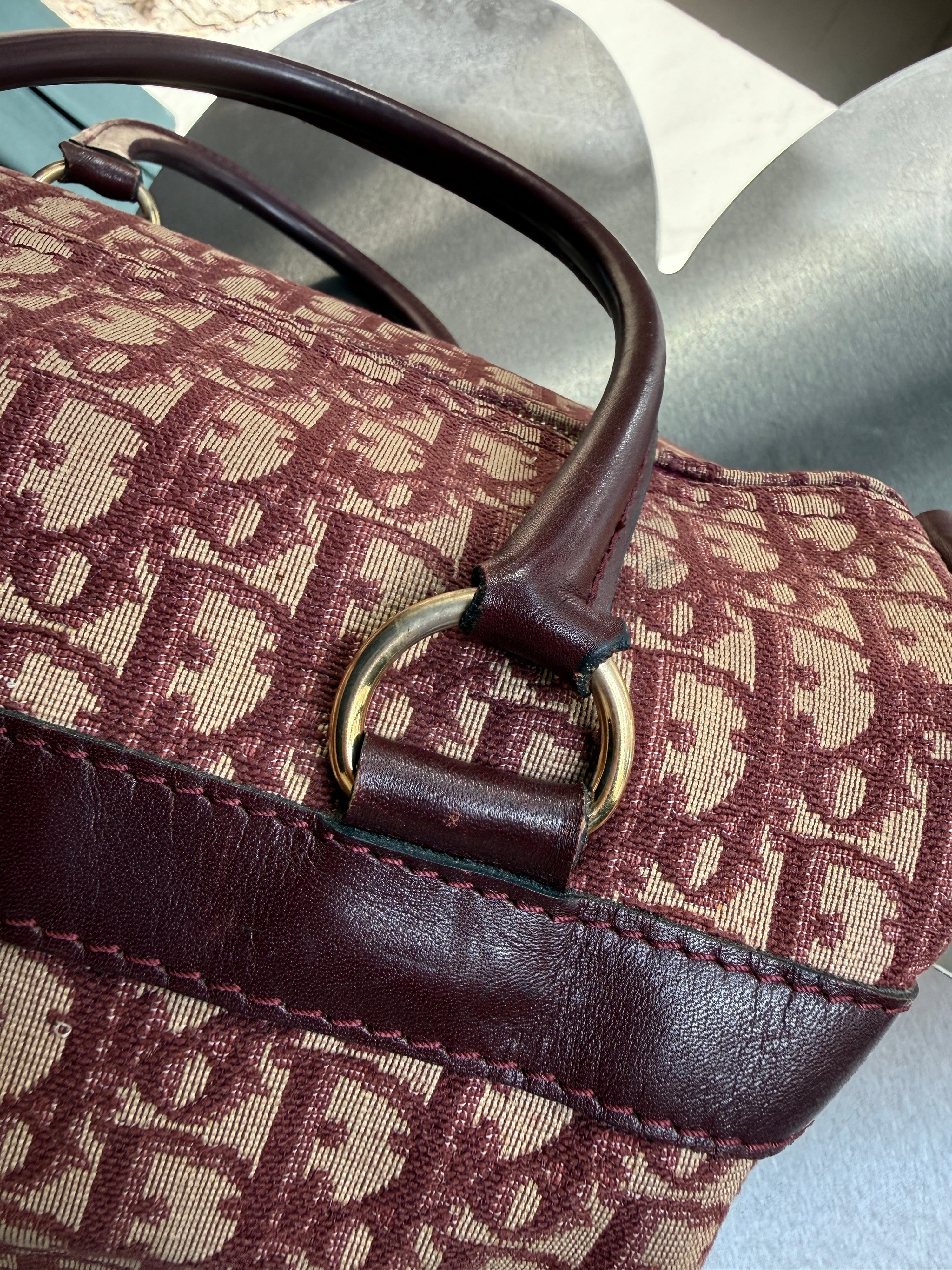 Vintage Dior Trotter Oblique Boston Bag Red
