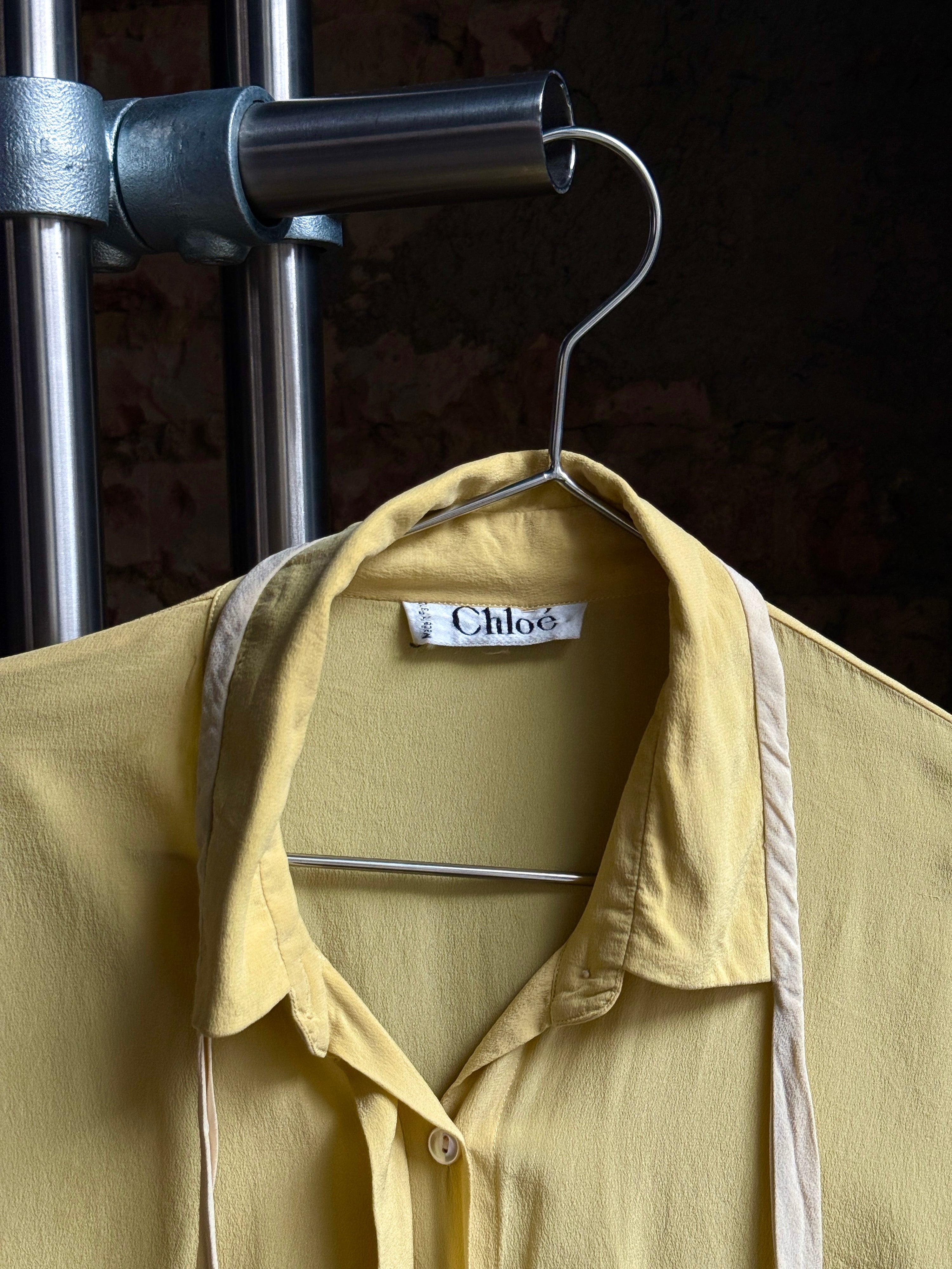 Vintage 1980s Chloé Sleeveless Silk Blouse Butter Yellow - S