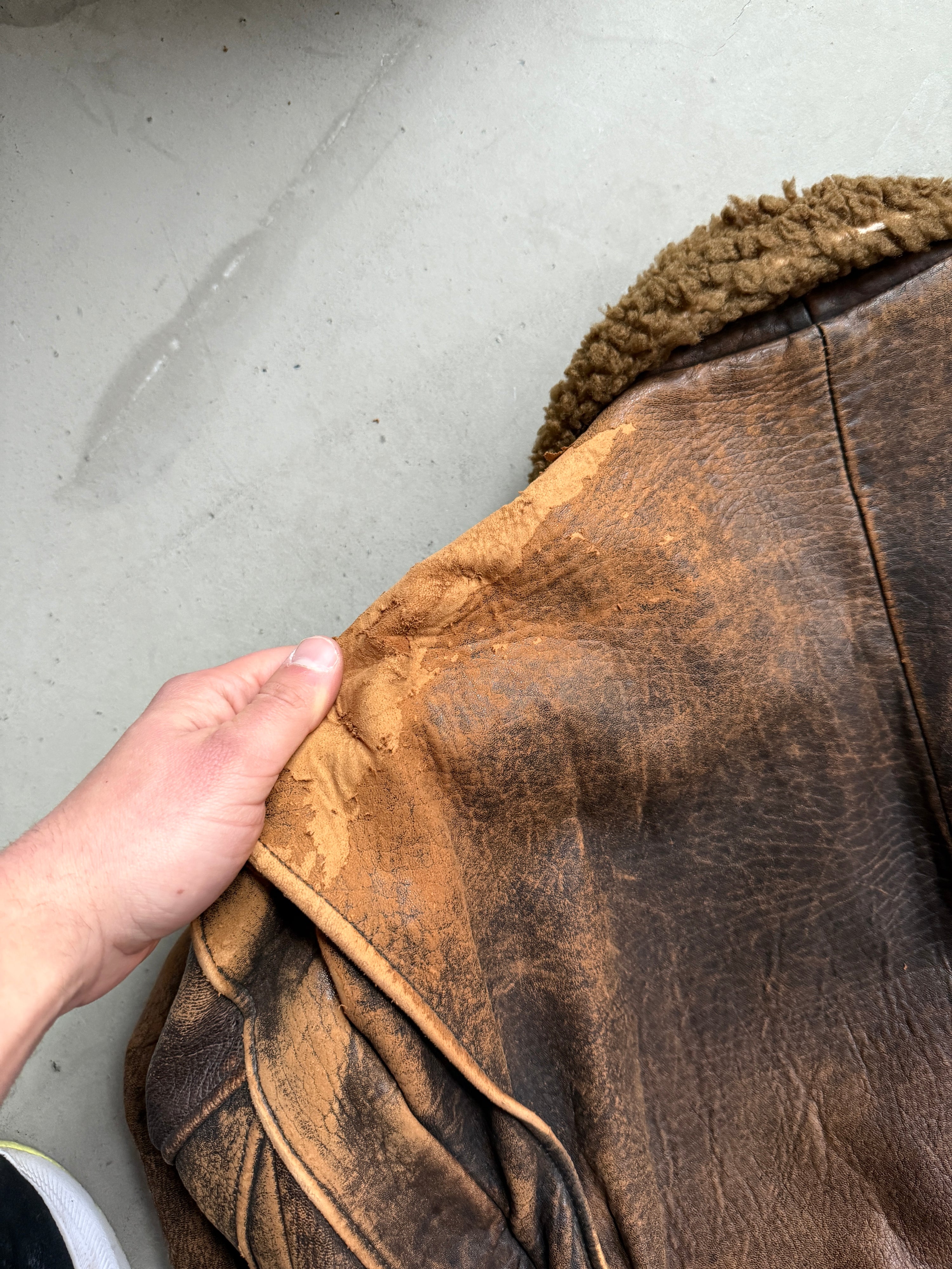 1980s Avirex G-1 Leather Flight Jacket Brown - M