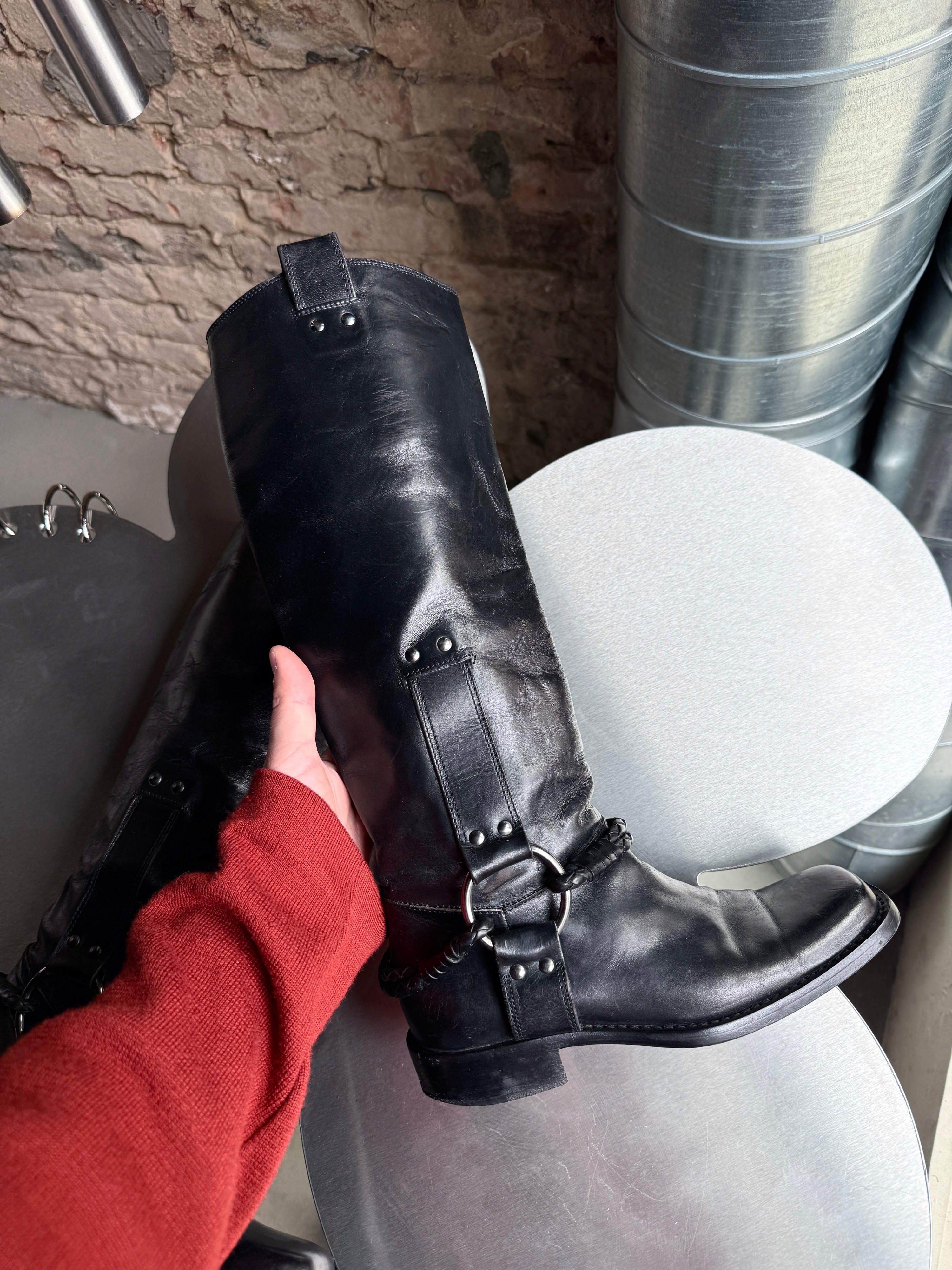 Bottega Veneta Leather Biker Boots Black - EU34