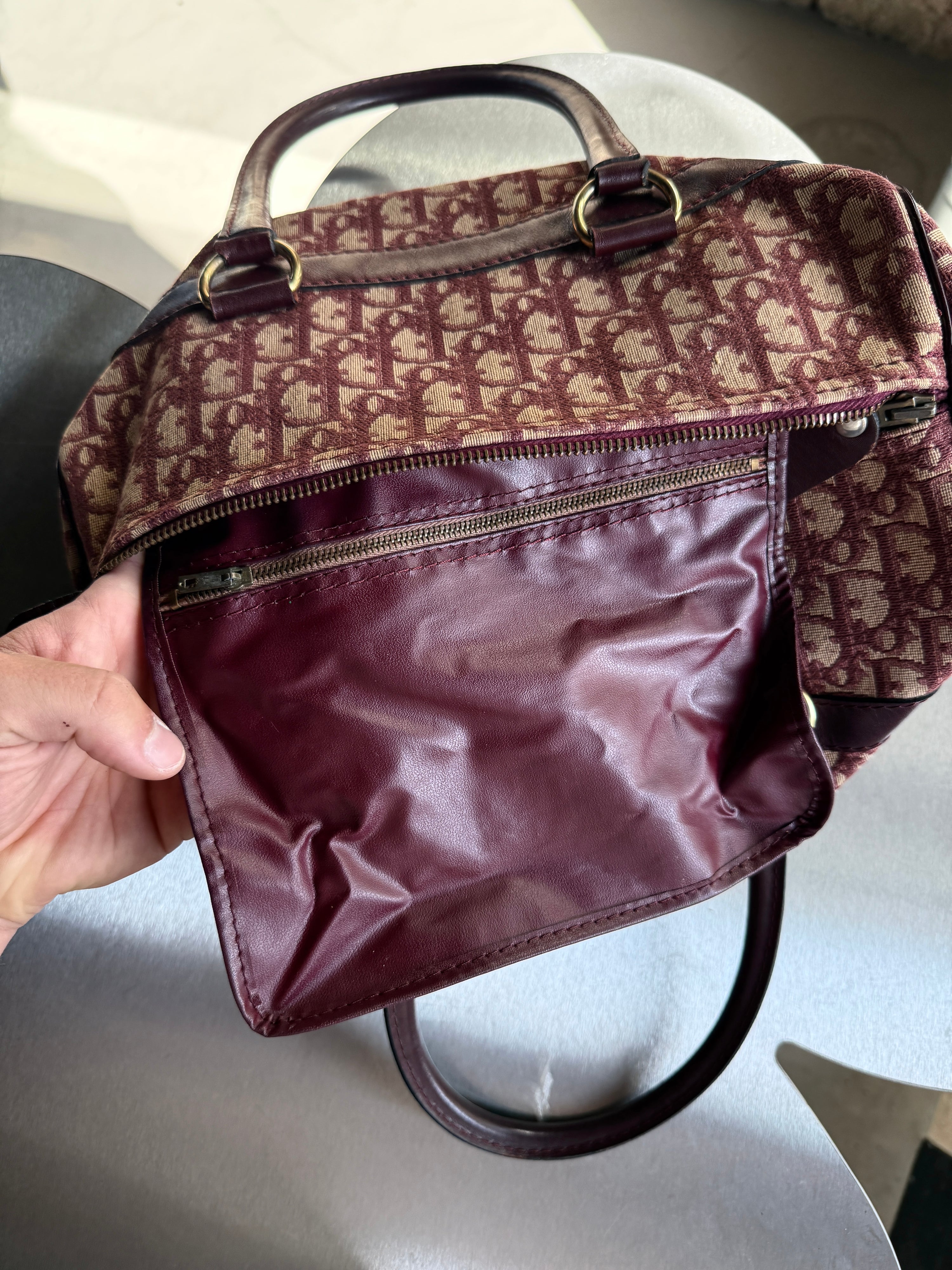 Vintage Dior Trotter Oblique Boston Bag Red