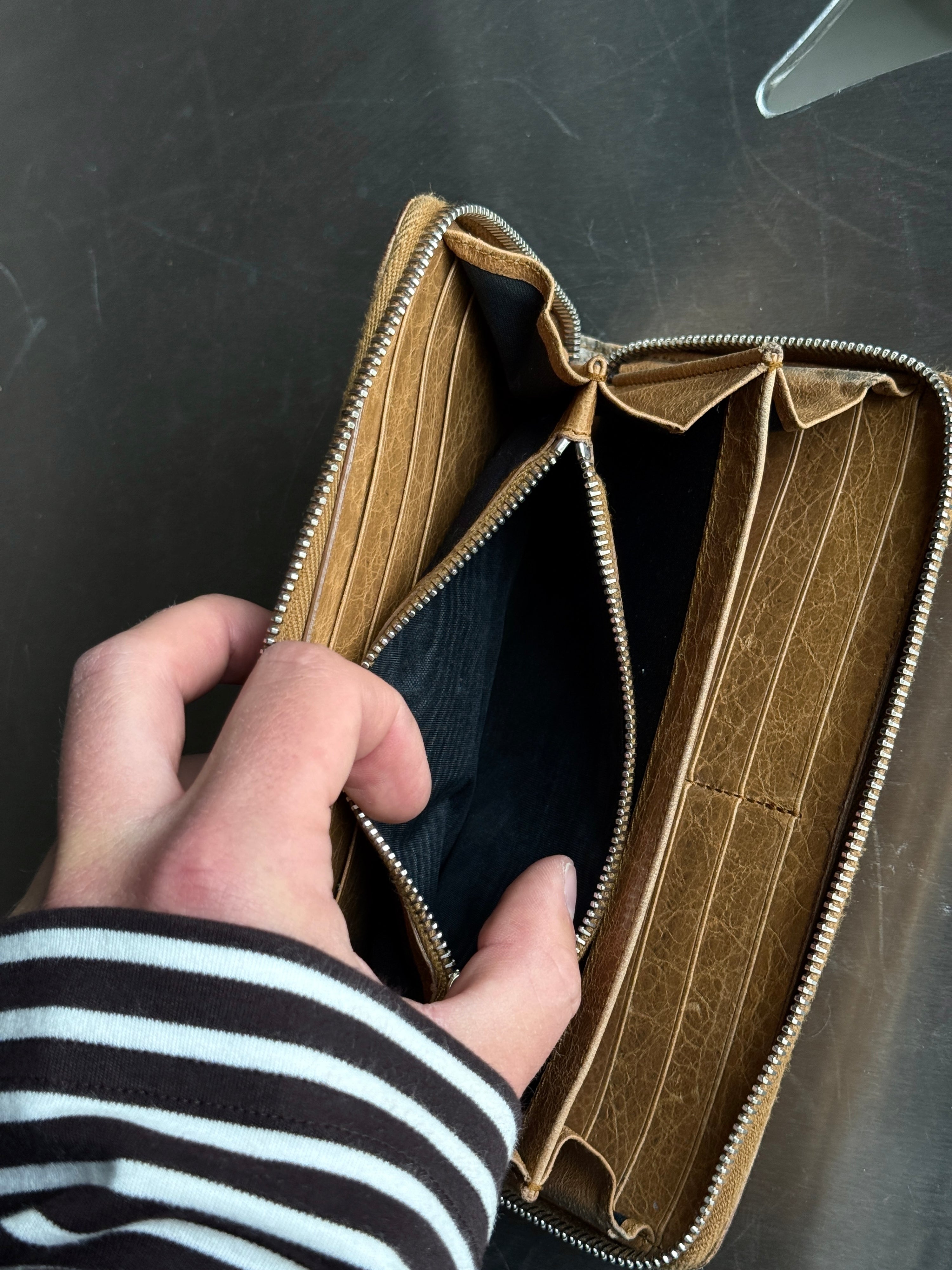 Vintage Balenciaga City Zip Around Long Wallet Brown