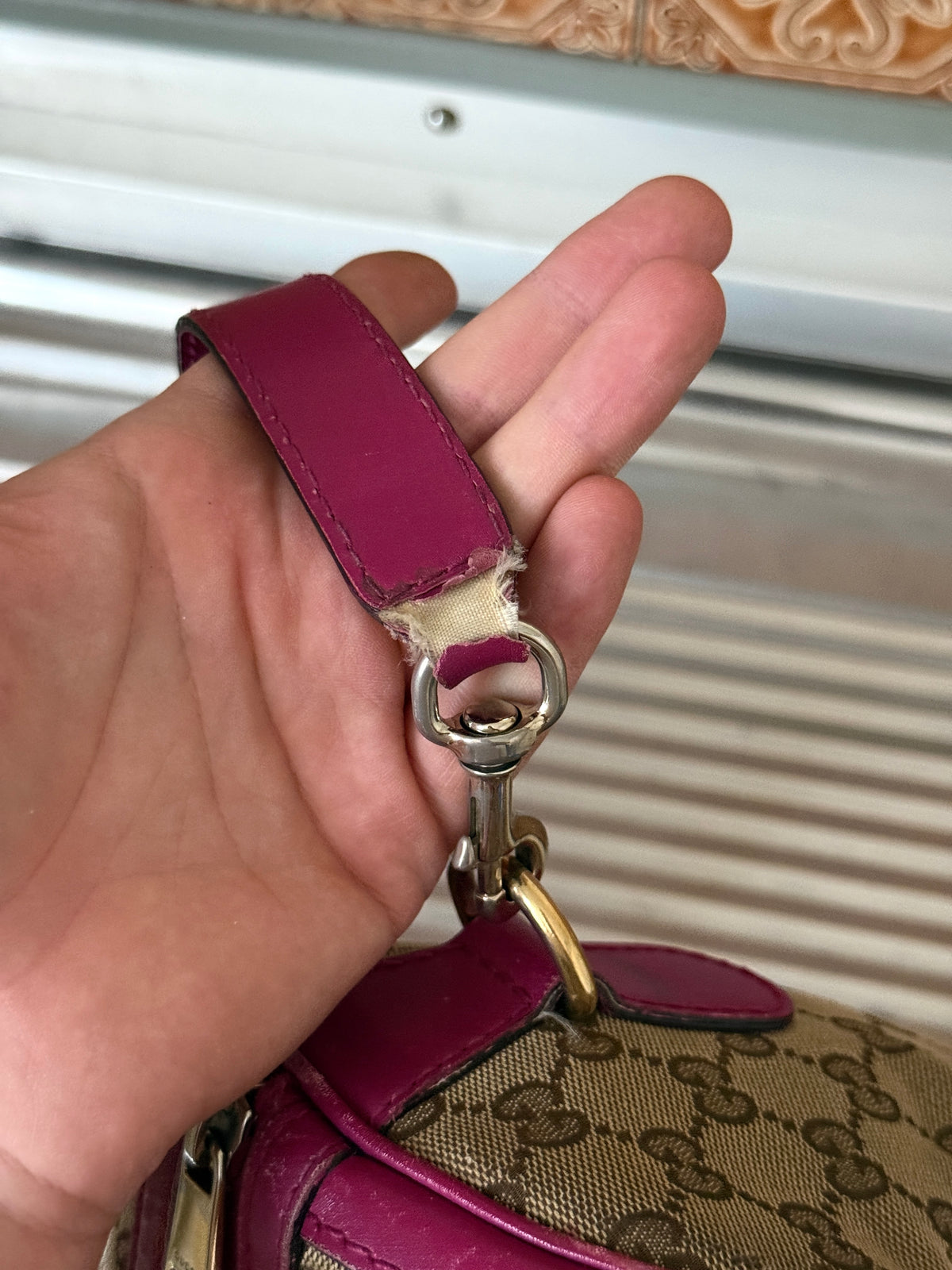 Gucci GG Canvas Beige/Pink Medium Joy Boston Bag