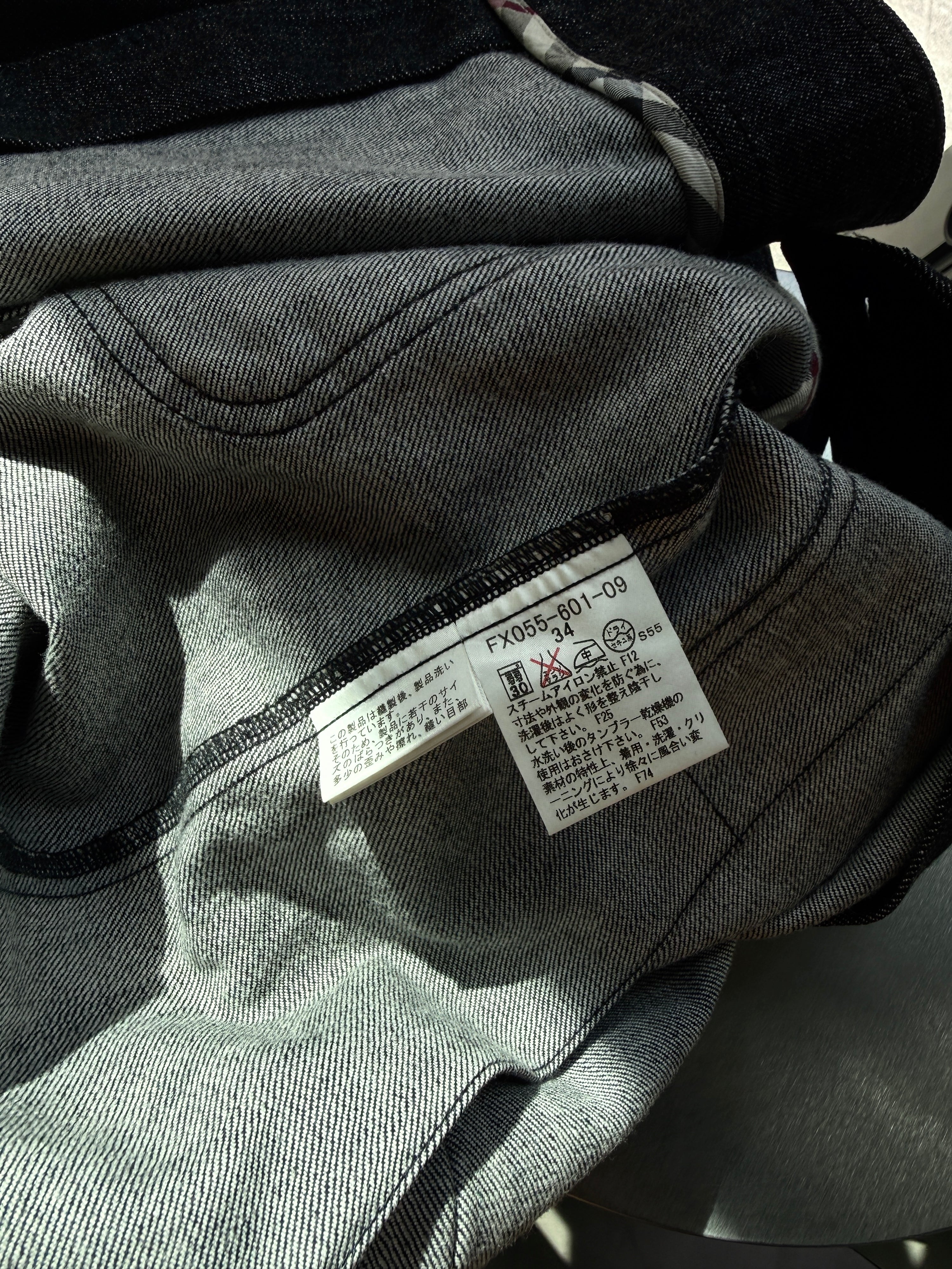 2000s Wrapped Pleated Burberry Denim Skirt Charcoal - W26