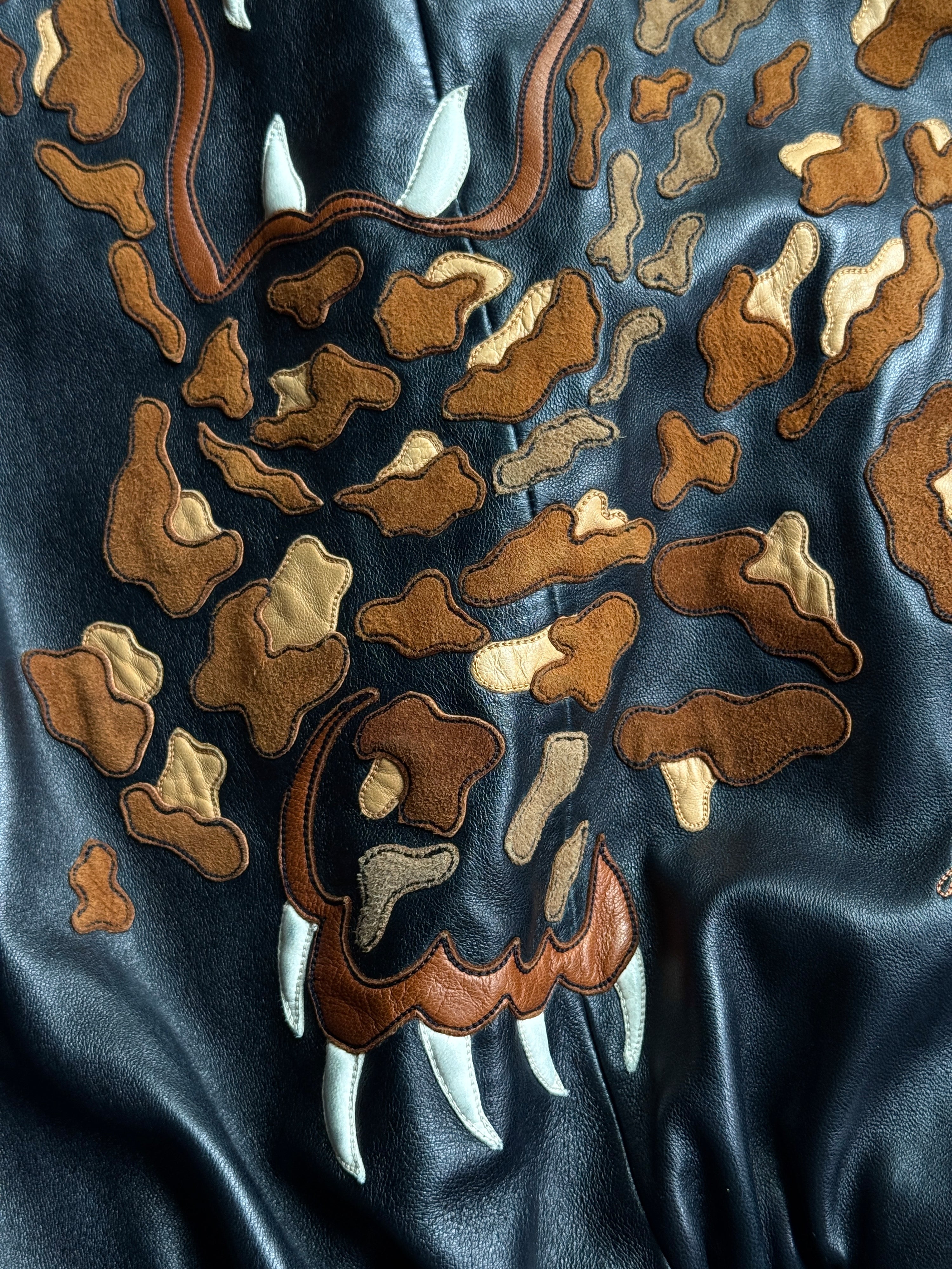 Vintage Jean Claude Jitrois Leopard Leather Jacket Black - M