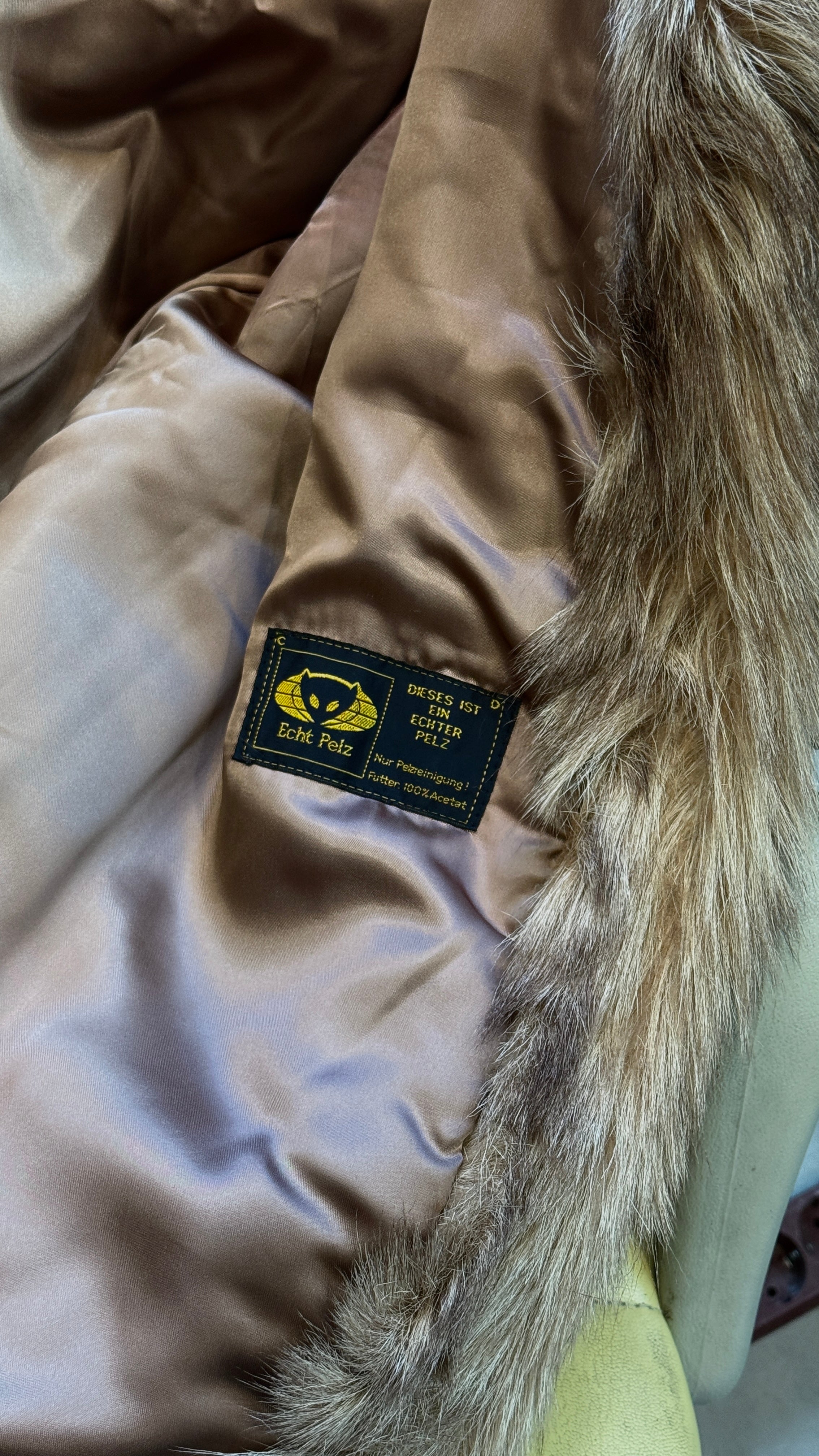 Vintage Fox Fur Coat Beige - XL