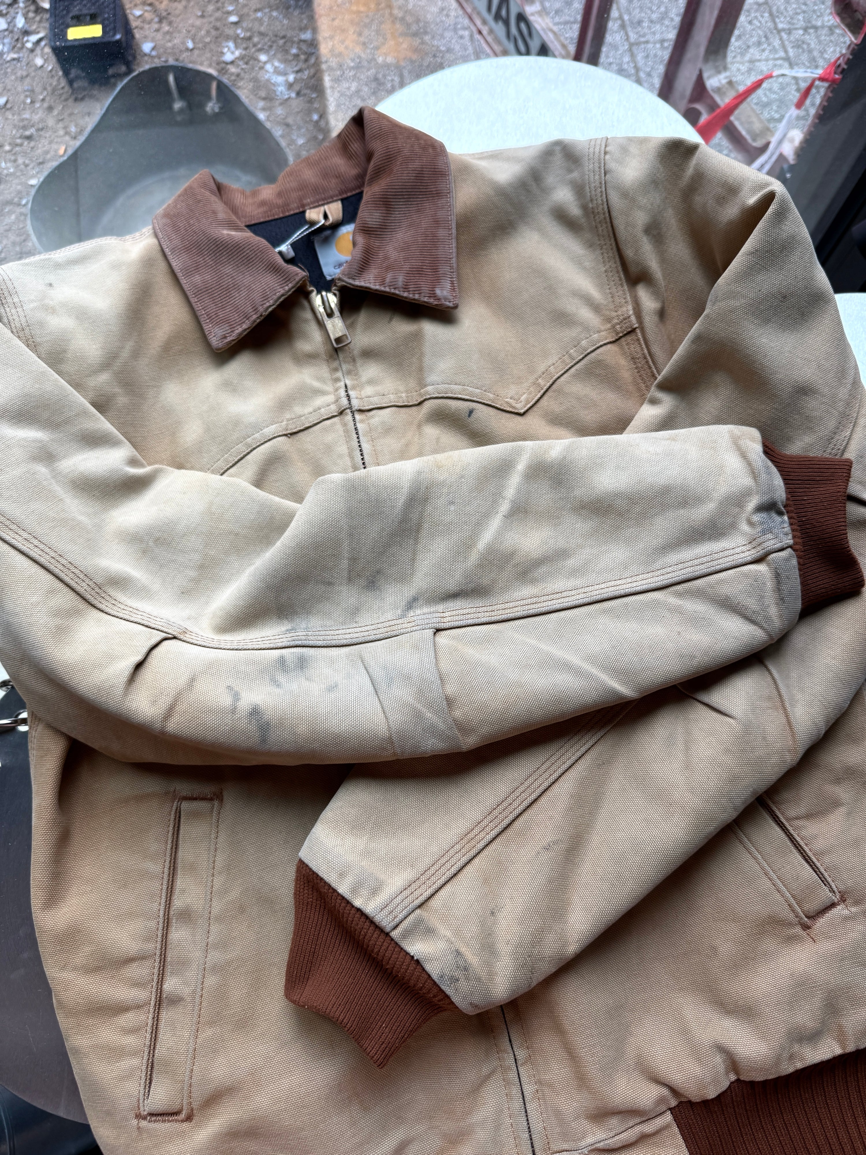 Vintage 2000s Trashed Carhartt Santa Fe Jacket Beige - S