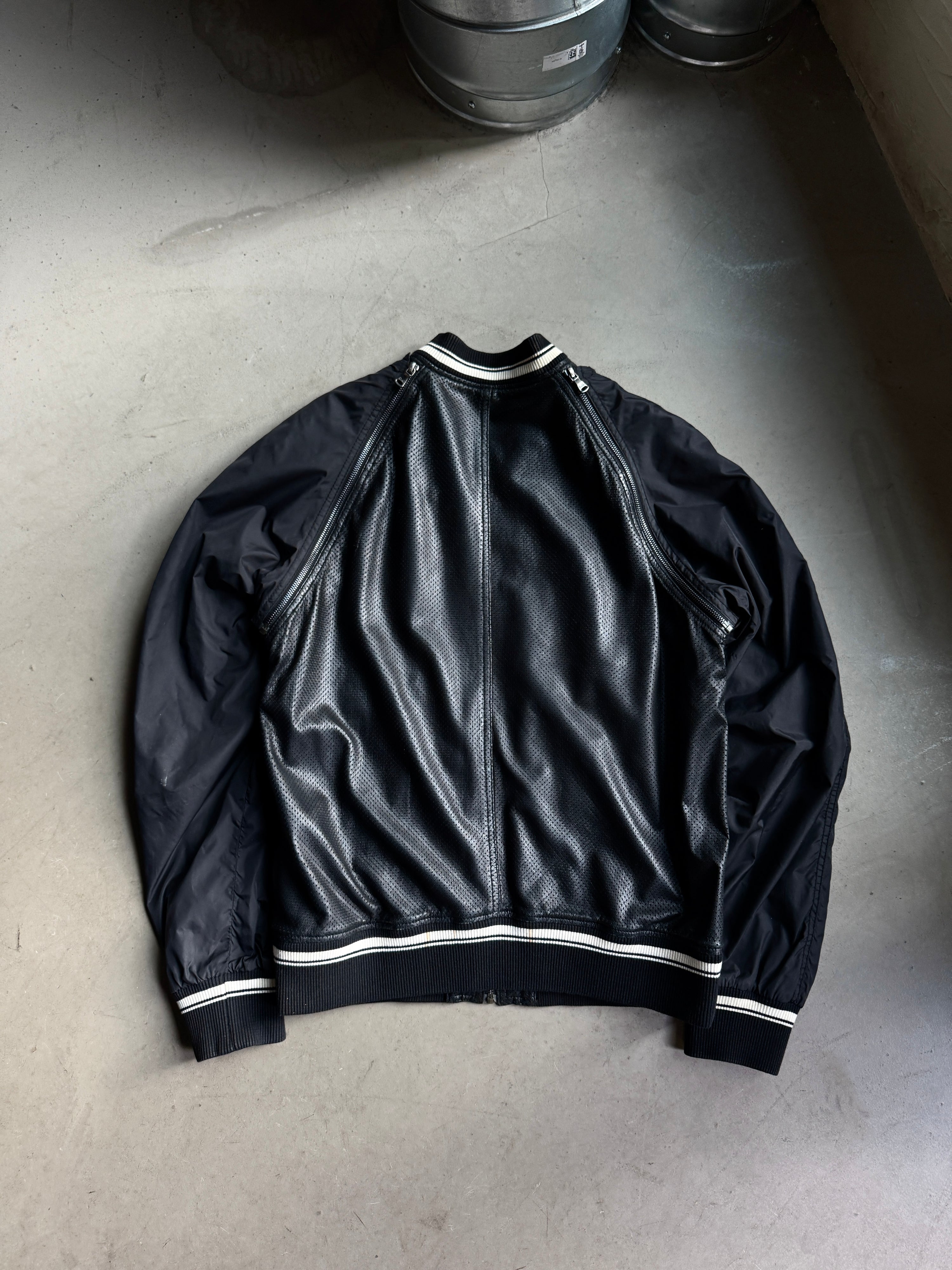 Vintage 2000s Dolce Gabbana “2 in 1” Leather Bomber Jacket Black - S