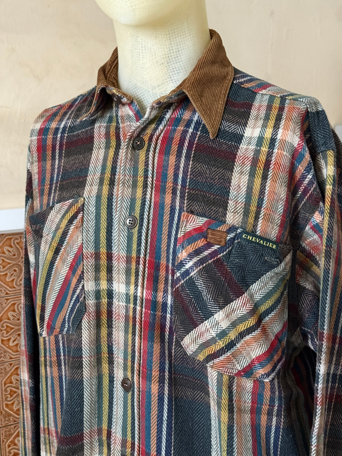 Vintage 1990s Plaid Chevalier Flannel Shirt - XL