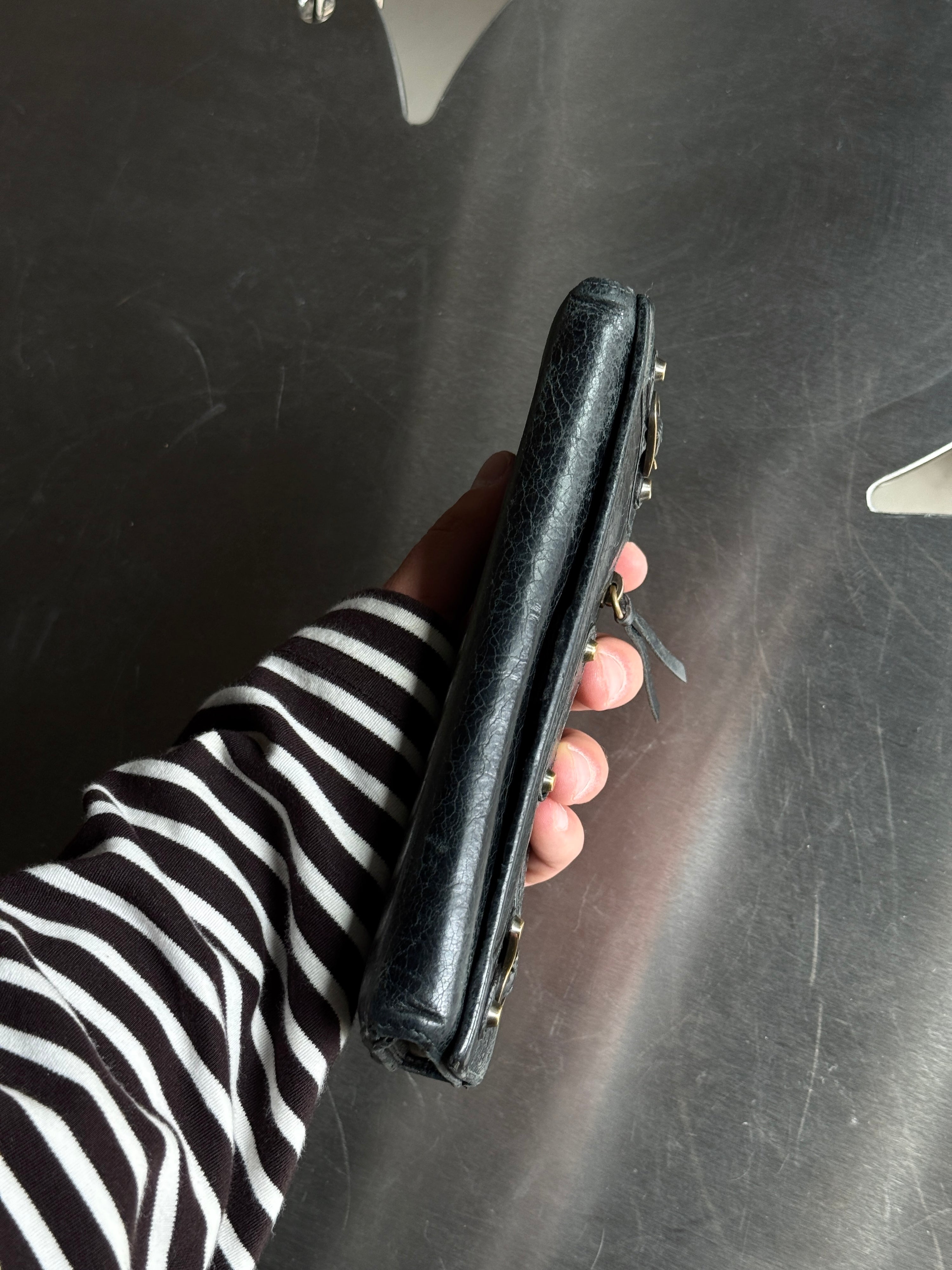Vintage Balenciaga City Zip Around Long Wallet Black