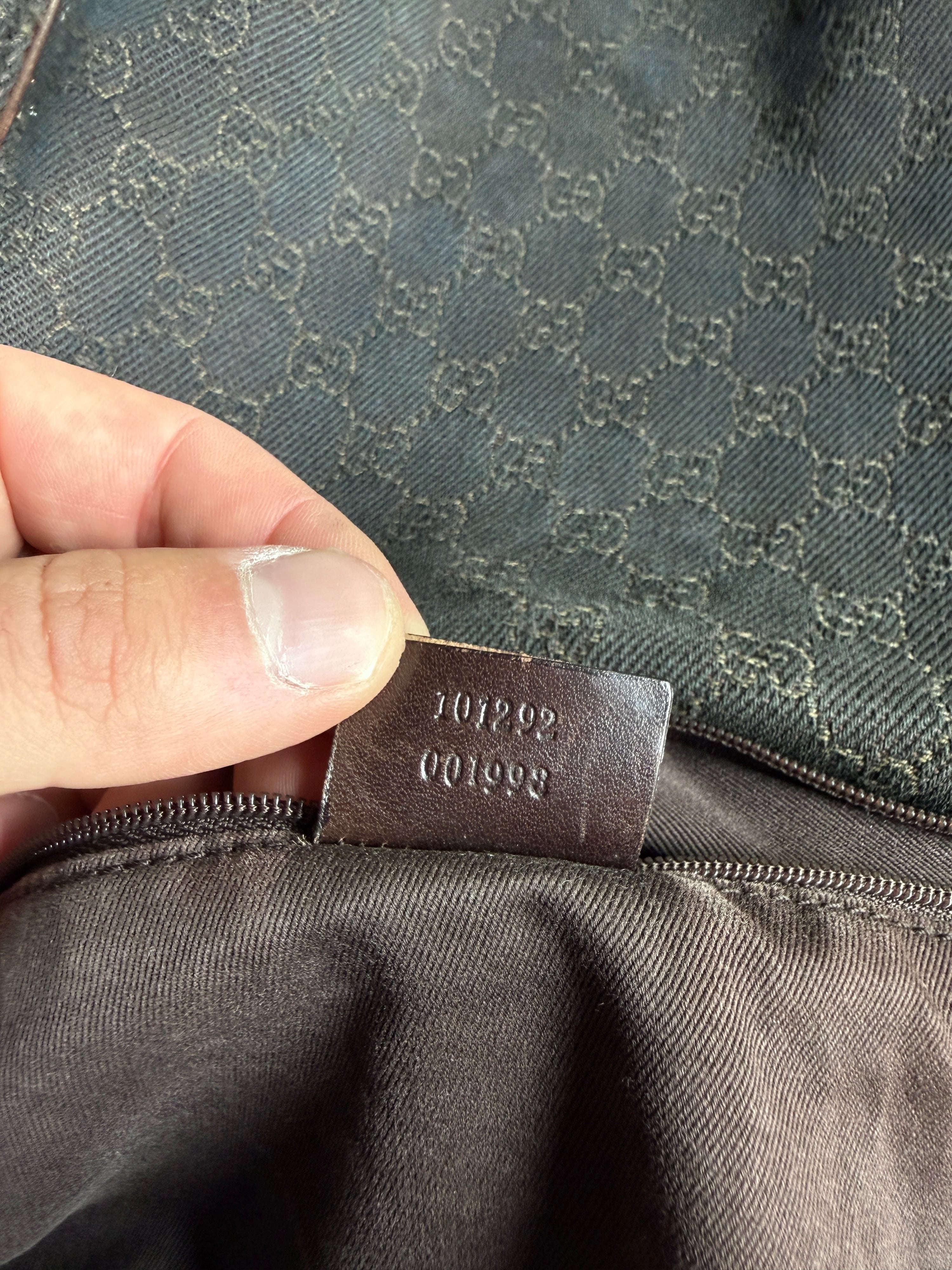 Vintage Gucci GG Cloth Hobo Bag Dark Brown