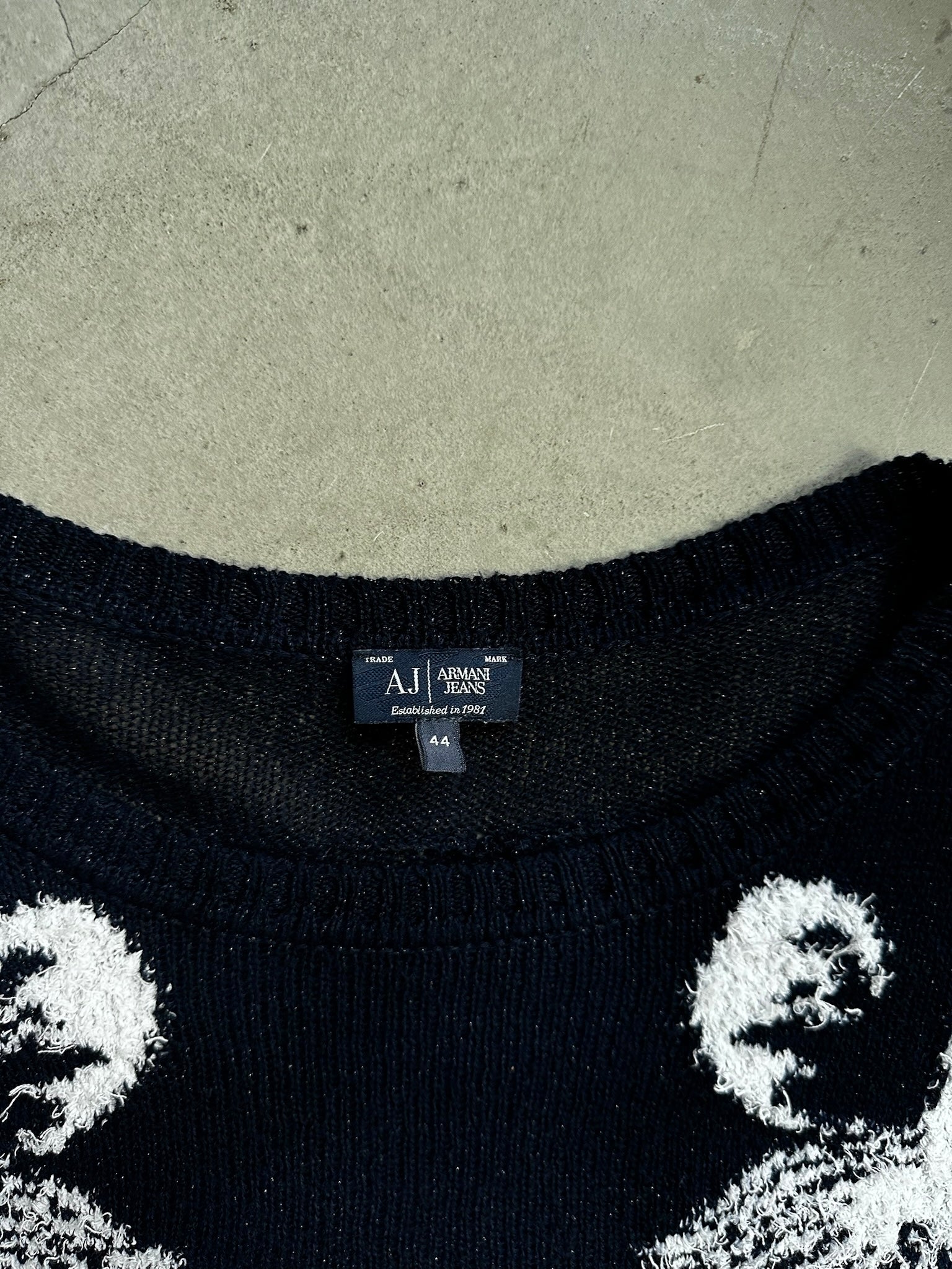 Vintage 2000s Armani Zebra Mirror Sweater Navy - S