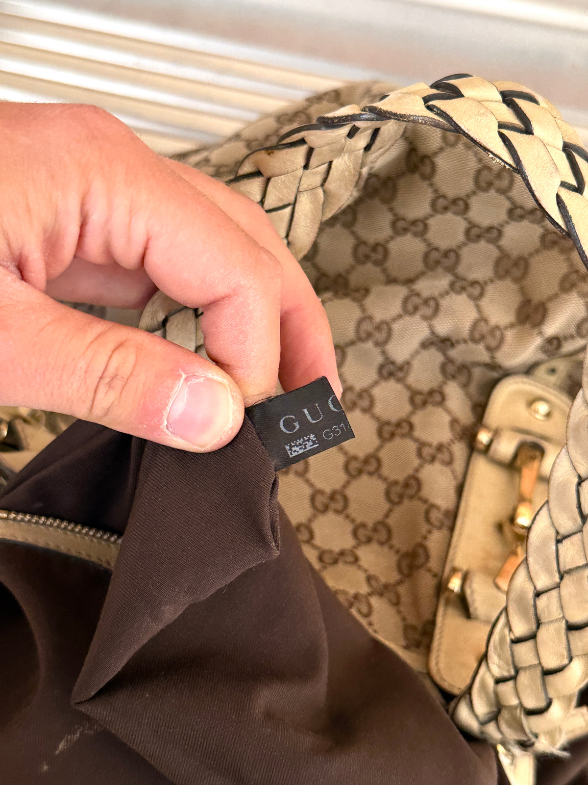 Gucci Beige GG Canvas Pelham Medium Horsebit Tote Bag