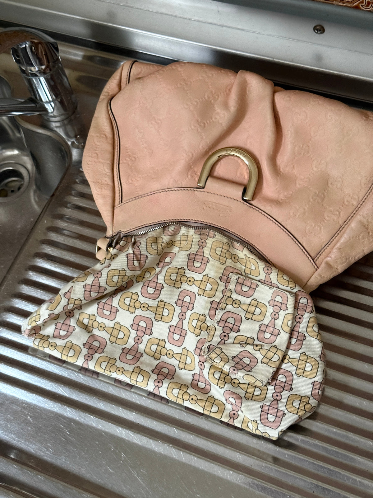 Gucci Guccissima Abbey D-Ring Small Leather Shoulder Bag Pink