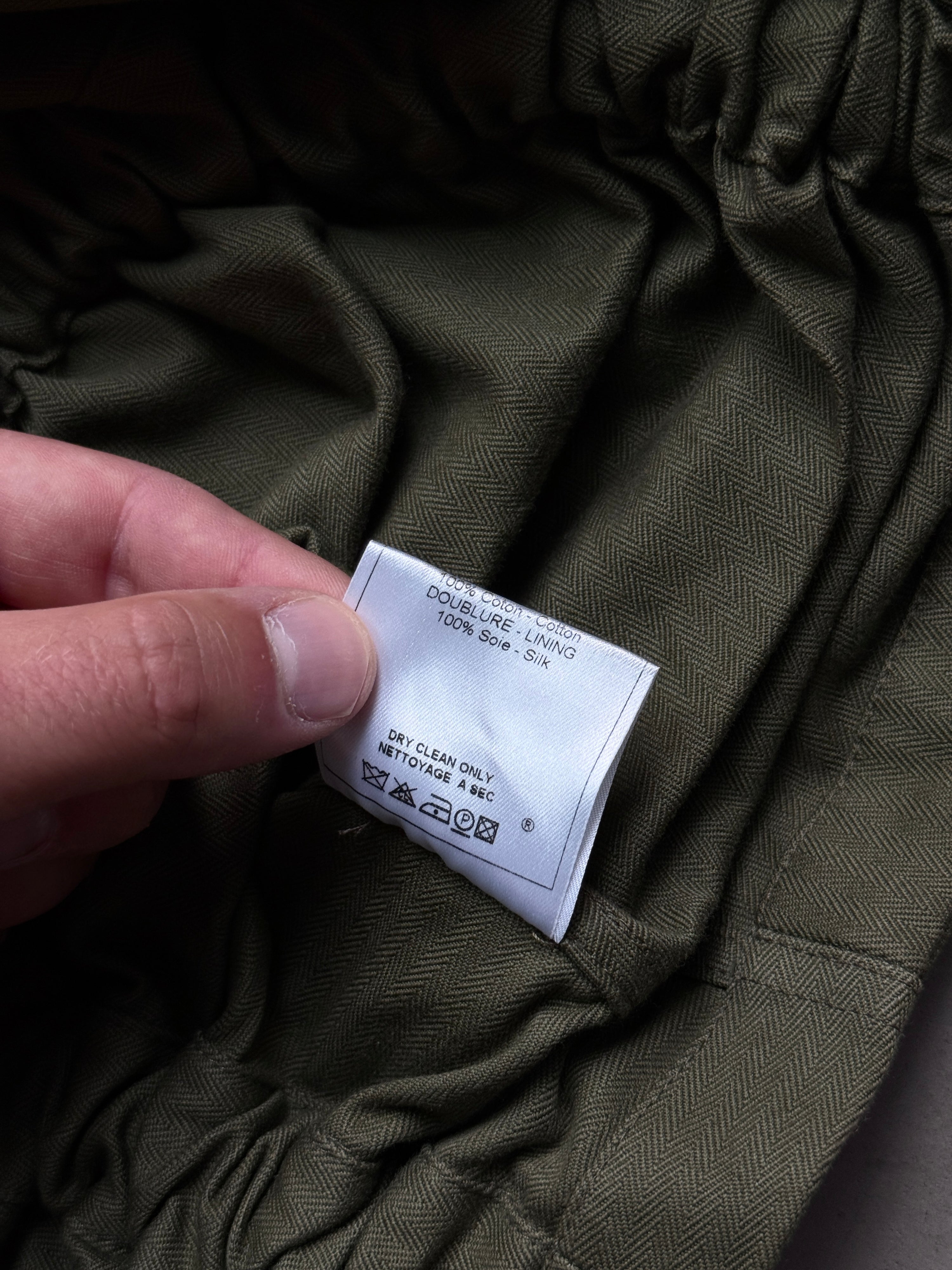2000s John Galliano Snatched Ruched Button Jacket Khaki - XS