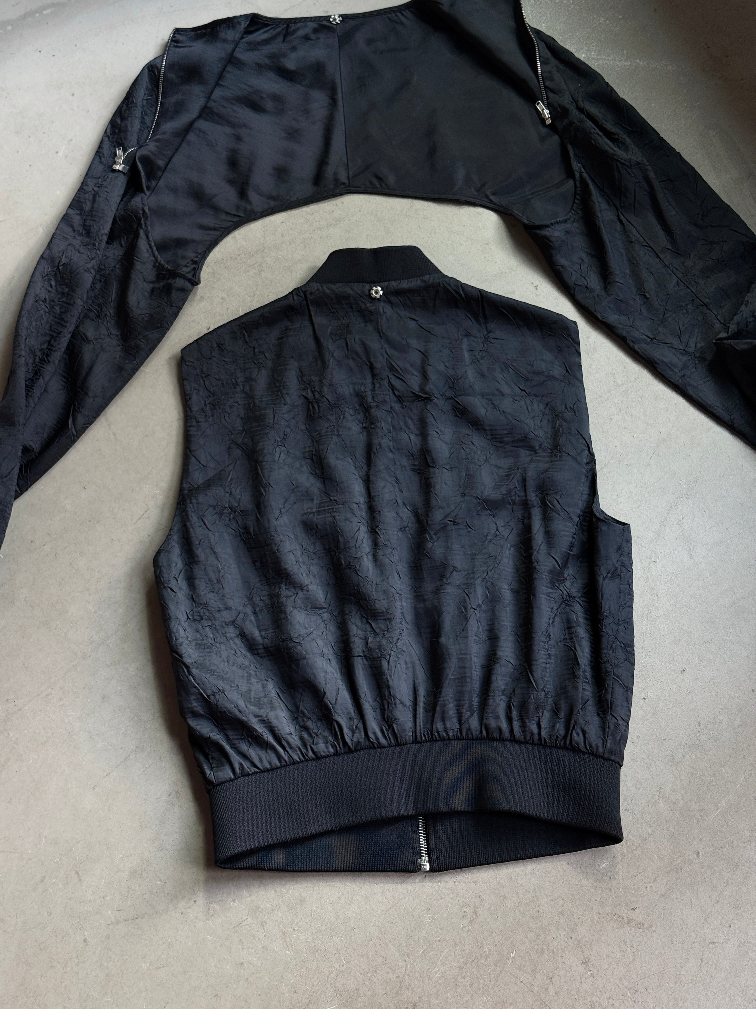 Acne Studios "Blanche Crinkle " Cropped Bomber Jacket Black - S