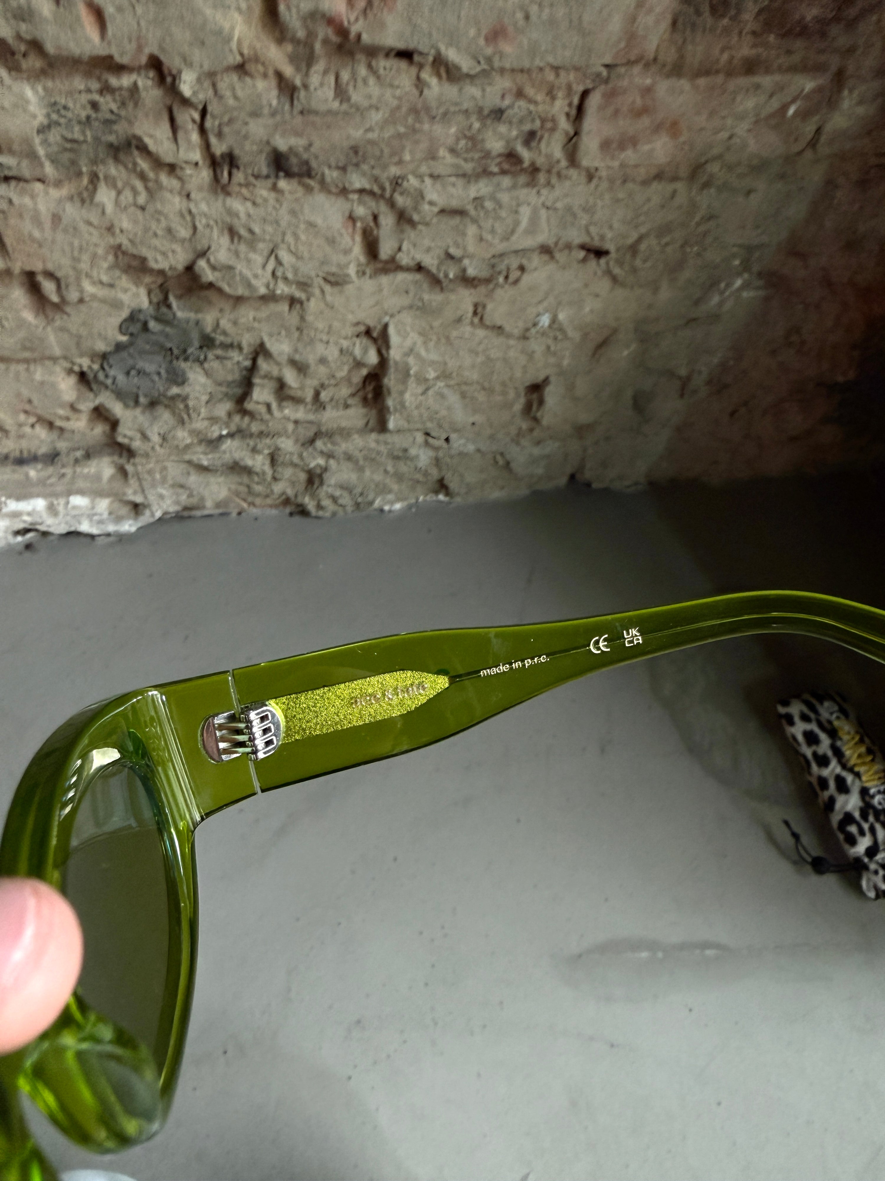 GANNI x Ace Tate “Xena” Sunglasses Neon Green