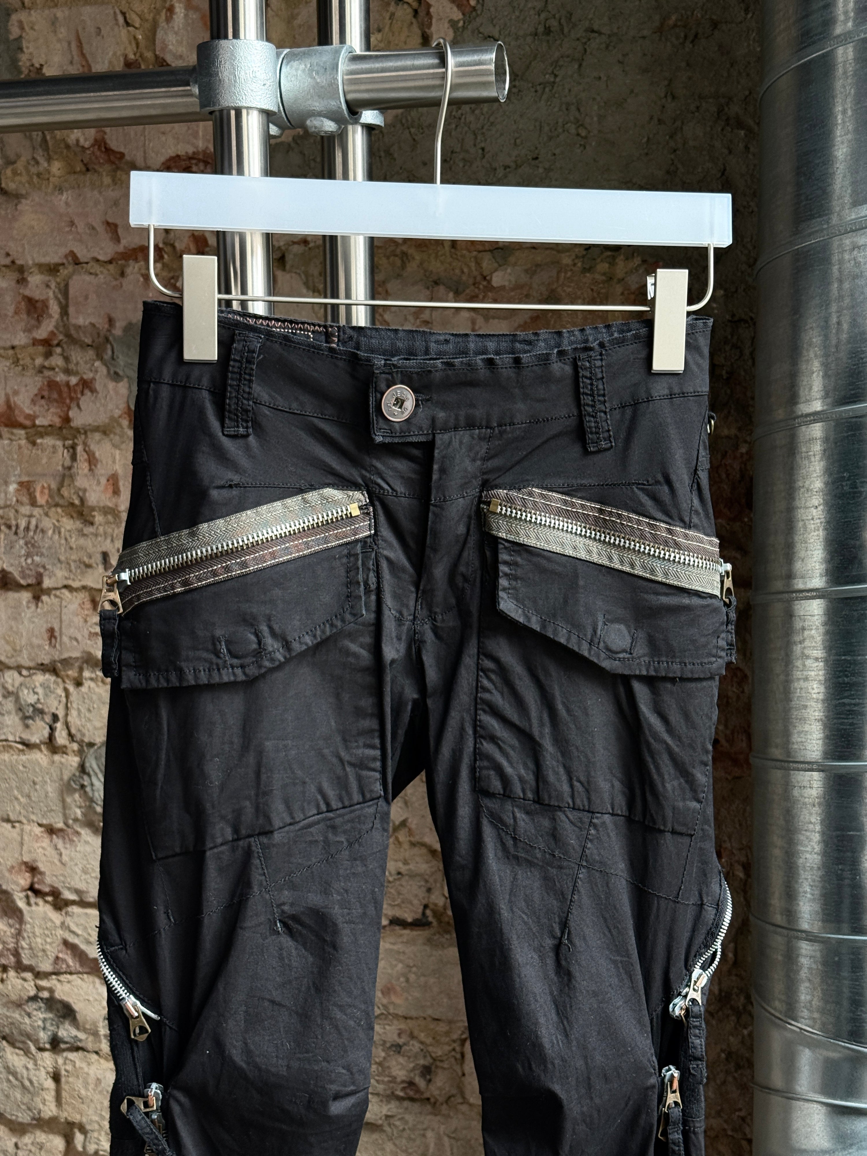 2000s Marithé Francois Girbaud Zip Multipocket Cargo Pants Black - W29 L30