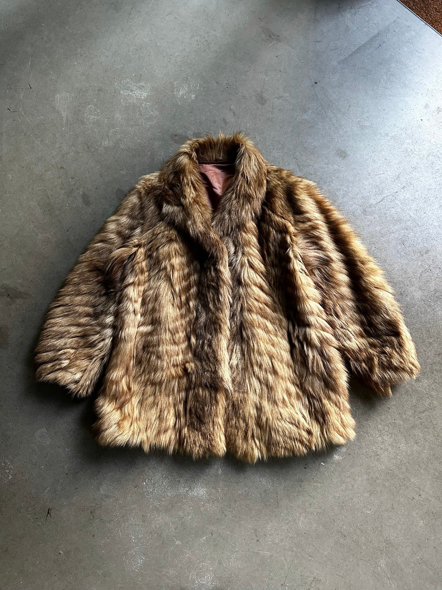 Vintage Fox Fur Coat Beige - XL