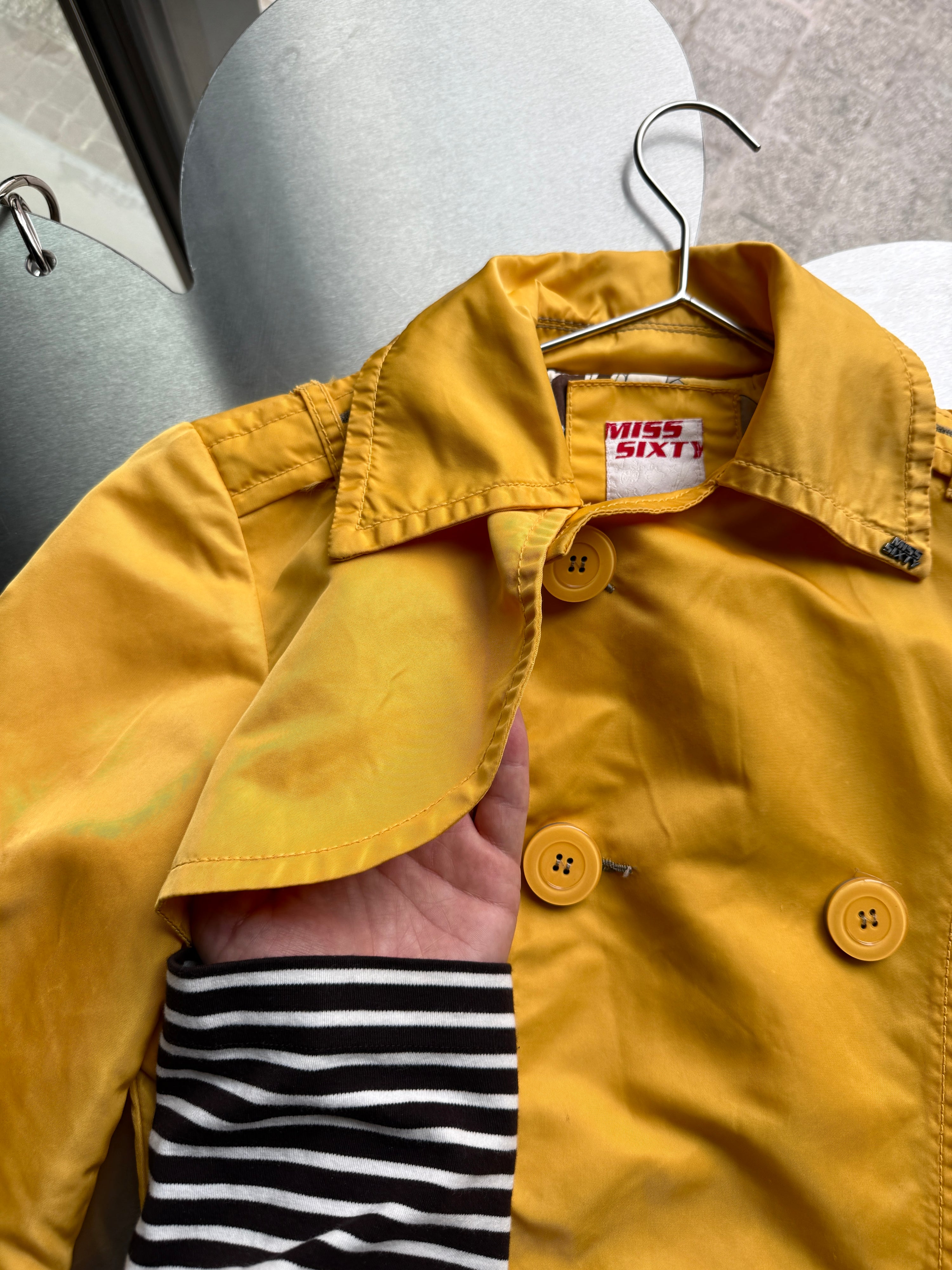 Vintage 2000s Miss Sixty Double Breasted Trench Coat Yellow - S