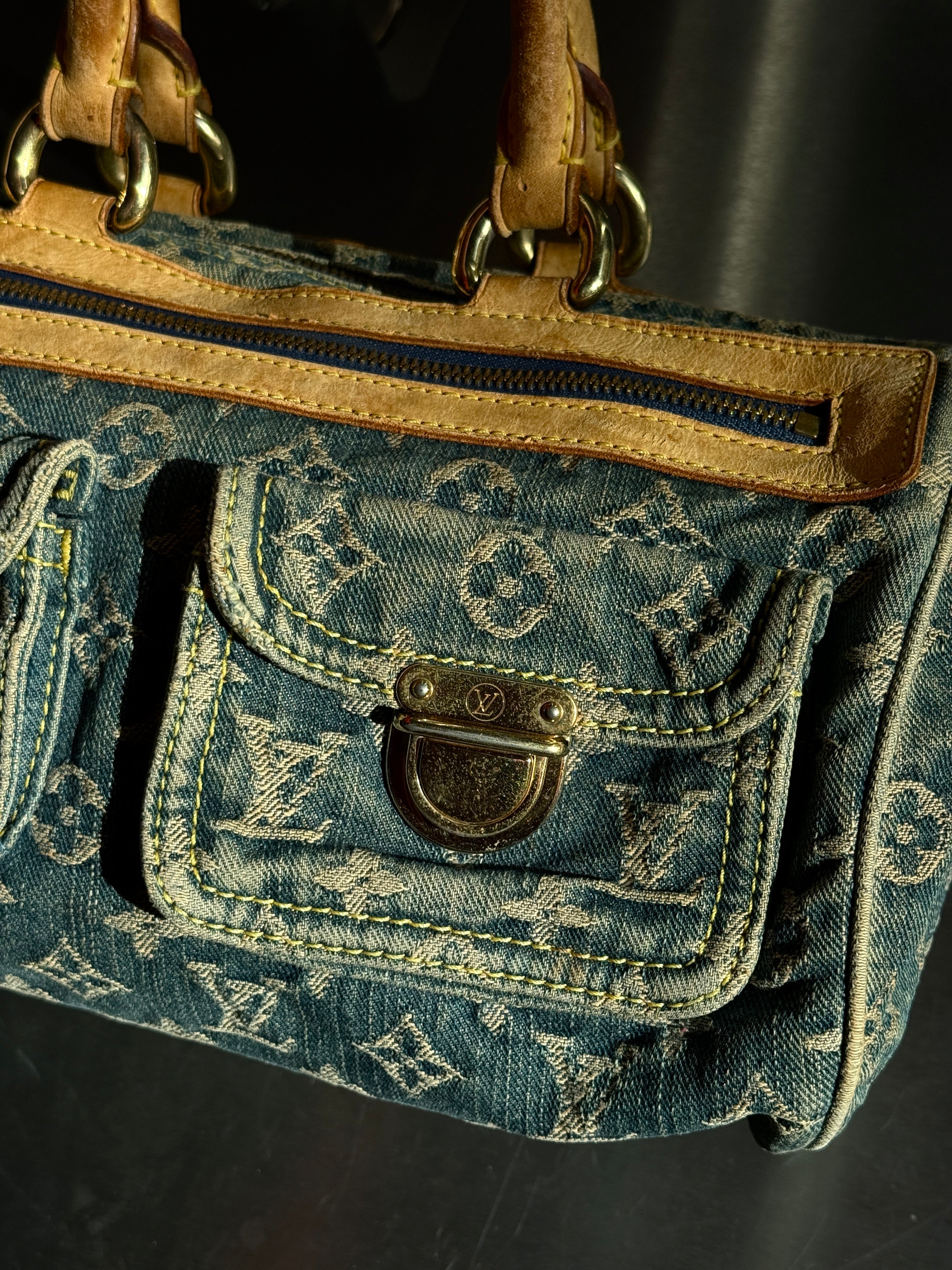 Vintage 2005 Louis Vuitton Denim Speedy Bag Blue (SP0095)