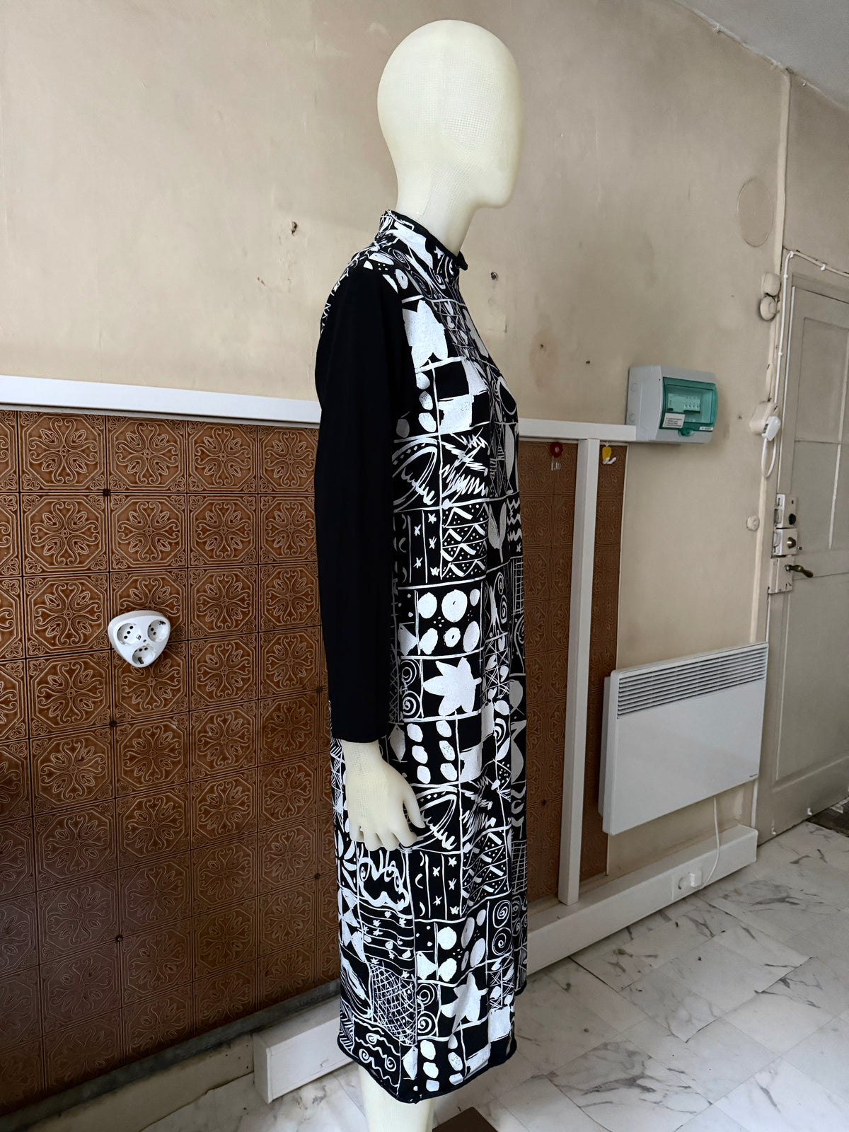 AD1991 Comme des Garçons Tricot Abstract Dress White/Black - S