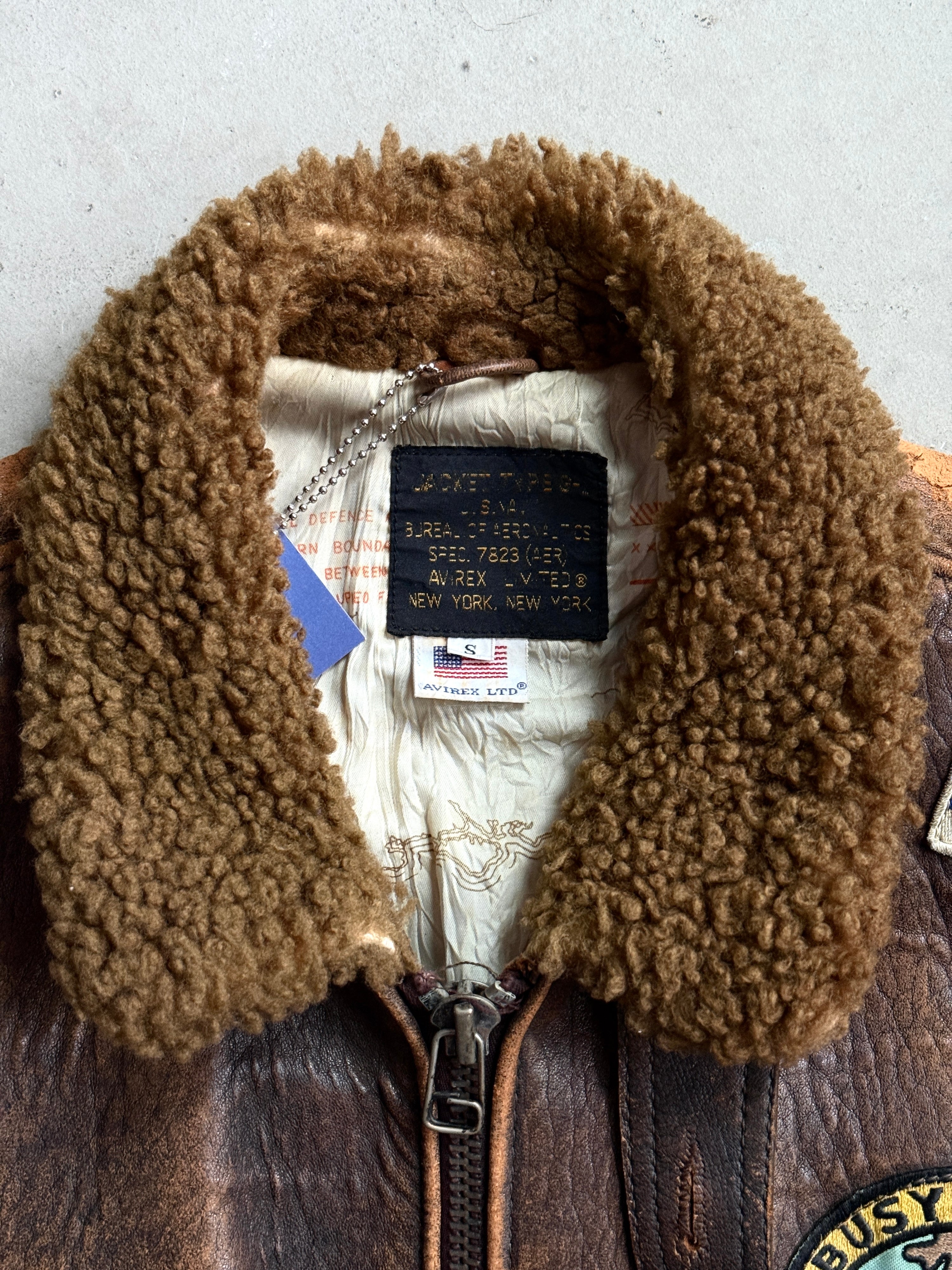 1980s Avirex G-1 Leather Flight Jacket Brown - M