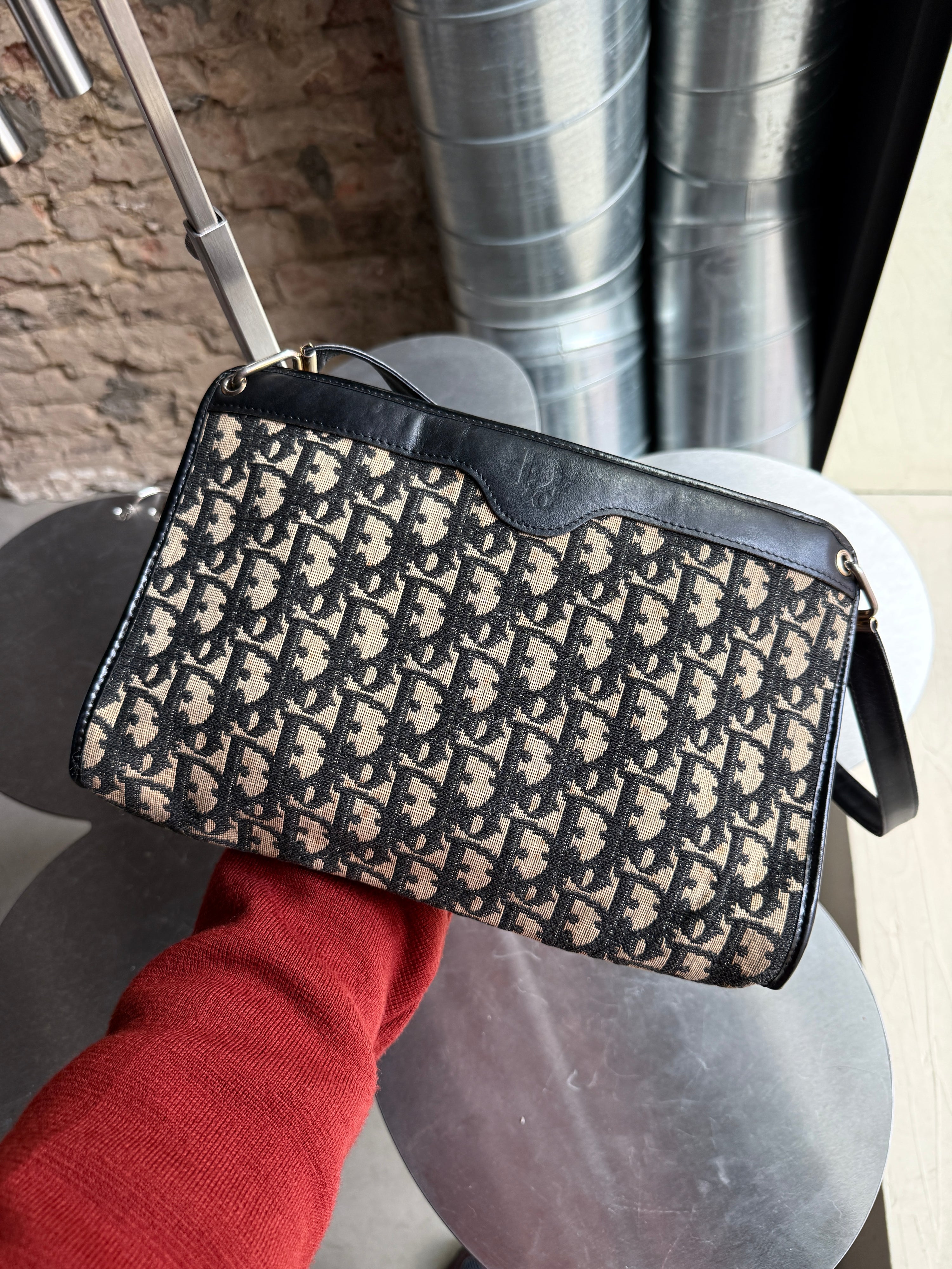 Vintage Dior Oblique Canvas Shoulder Bag
