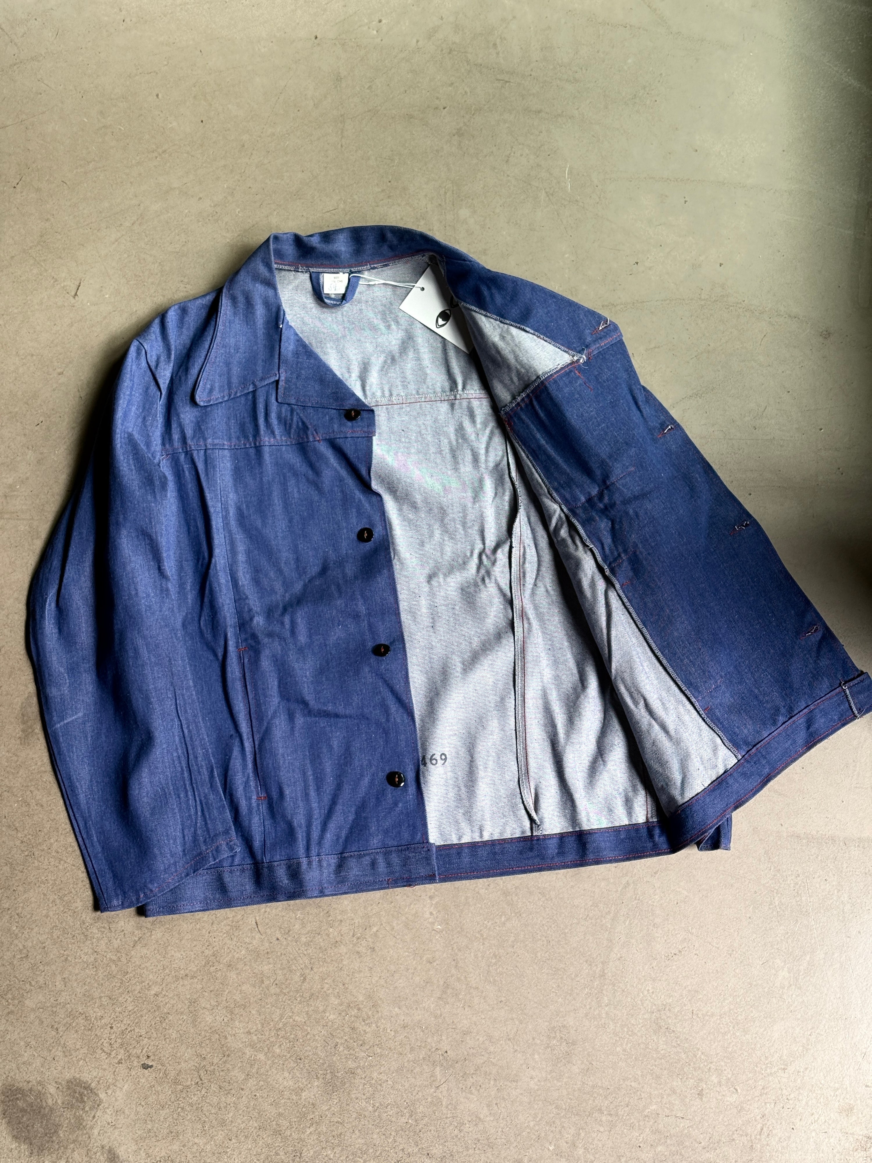 Vintage 1970s British Prison Workwear Chore Jacket Blue - XL