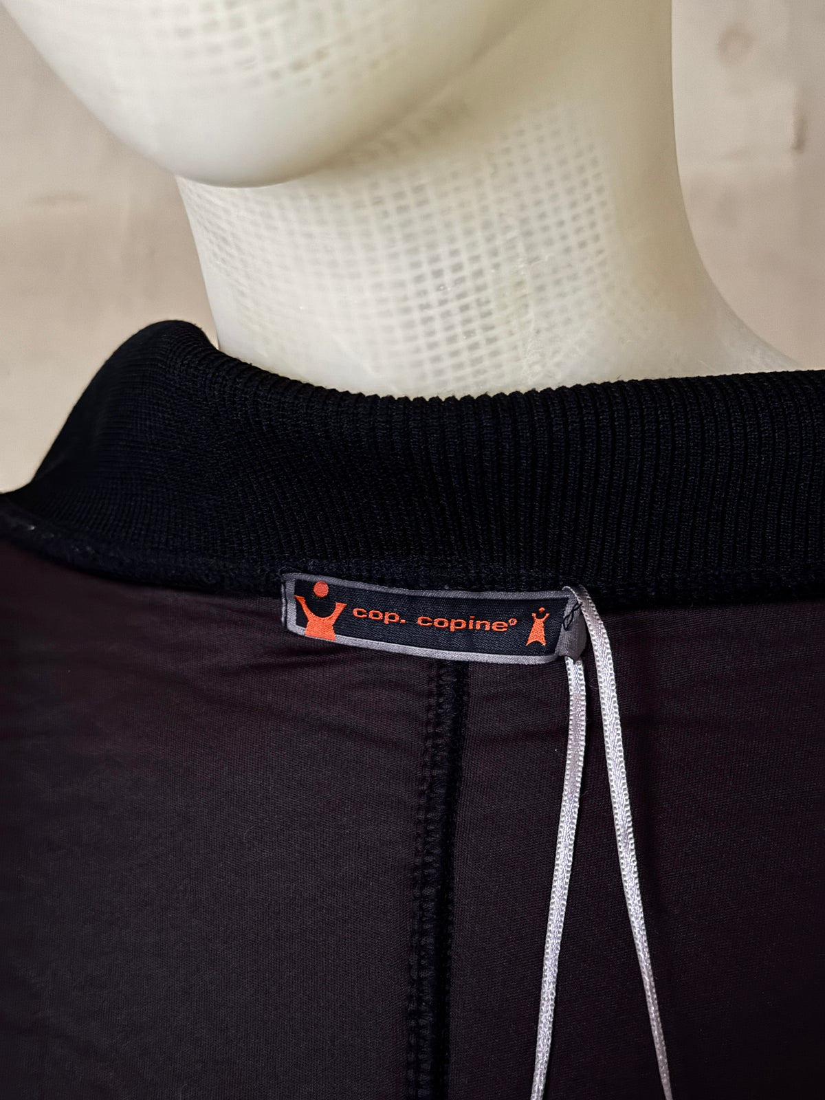 Vintage Cropped Cop Copine Black Fleece Velcro Jacket - S